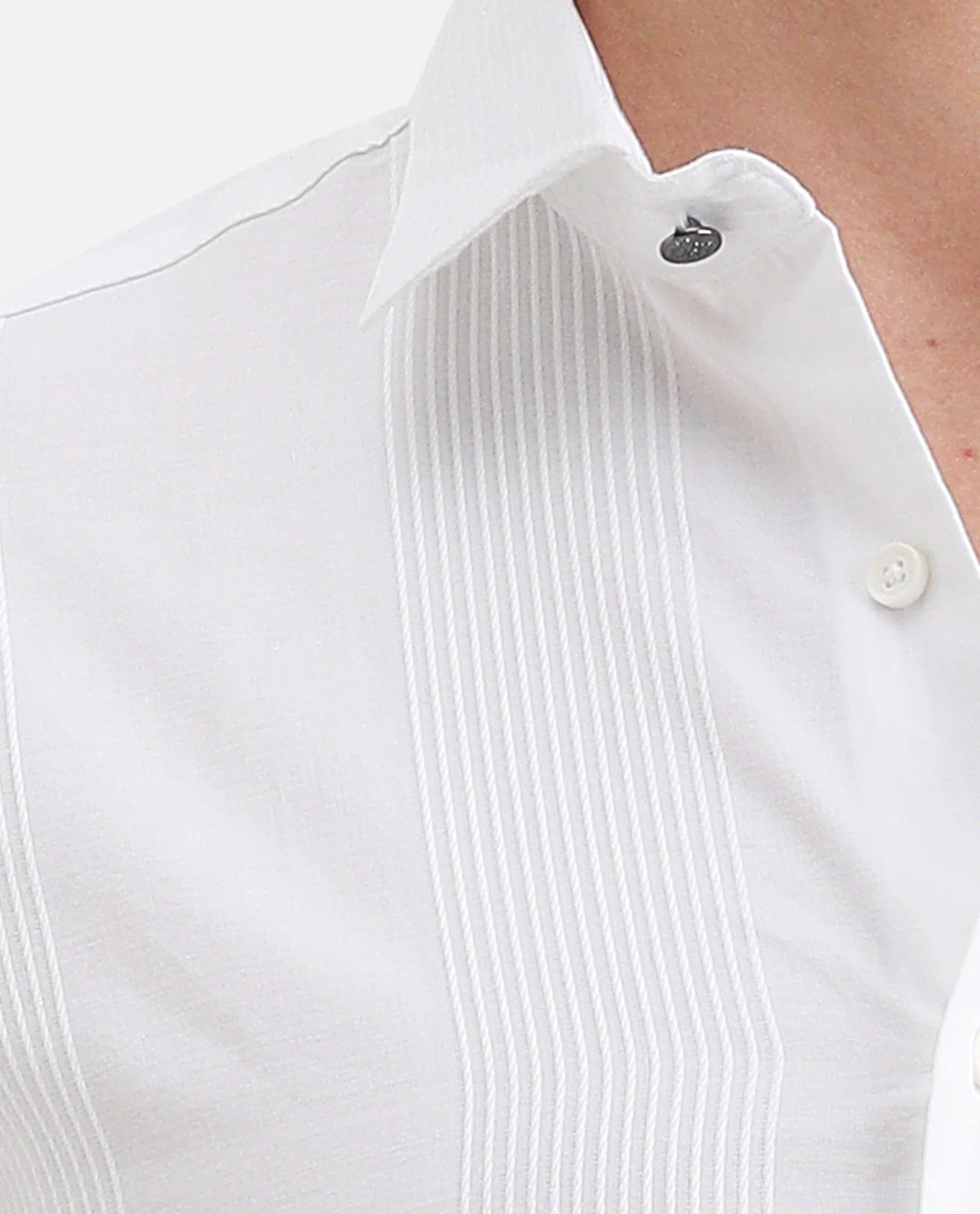 Rare Rabbit Men's Lurtz-1 White Cotton Striped Print Tailored Fit Full Sleeve Spread Collar Shirt