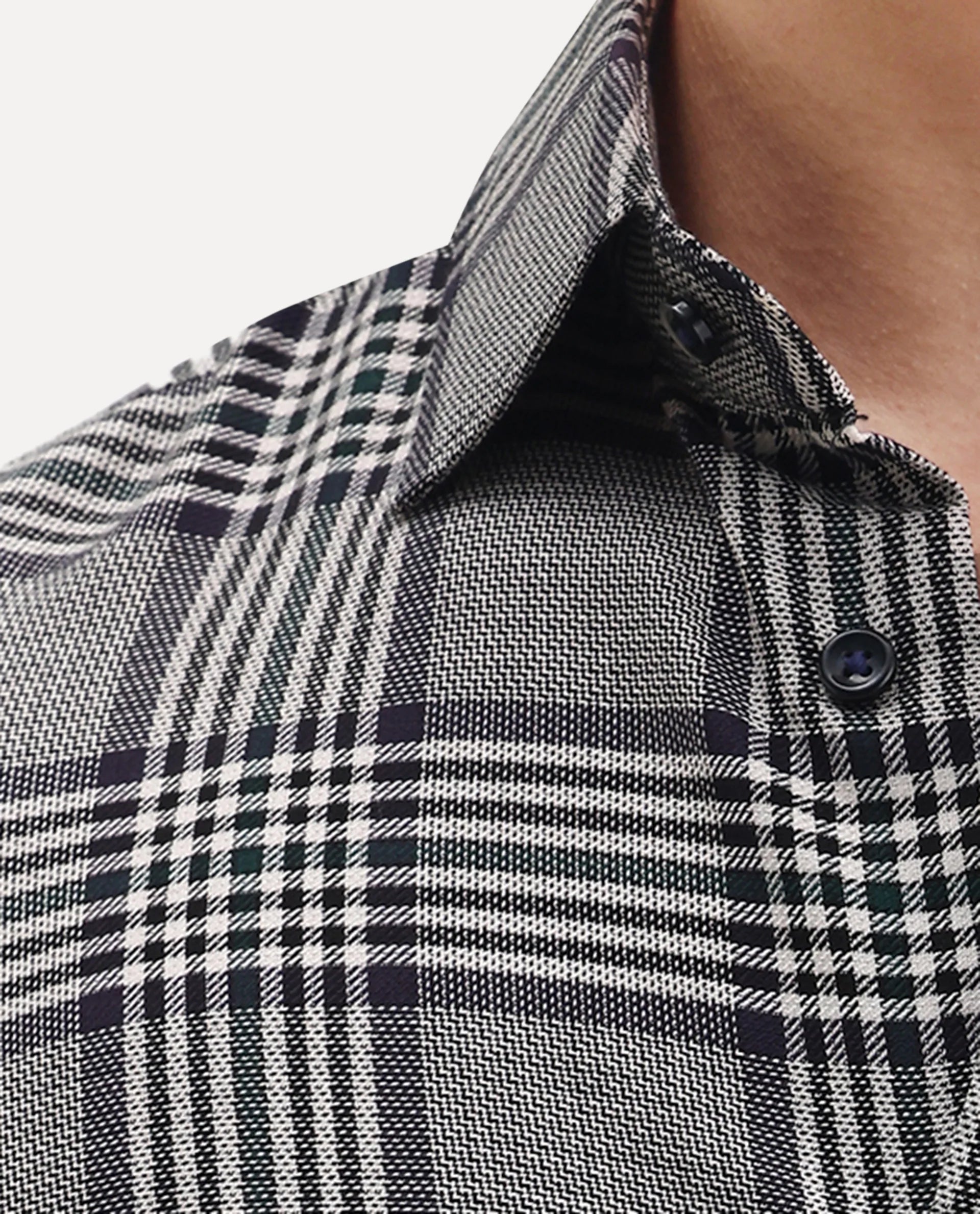 Rare Rabbit Men's Fredo-2 Grey Tencel Checked Print Regular Fit Full Sleeve Collared Shirt