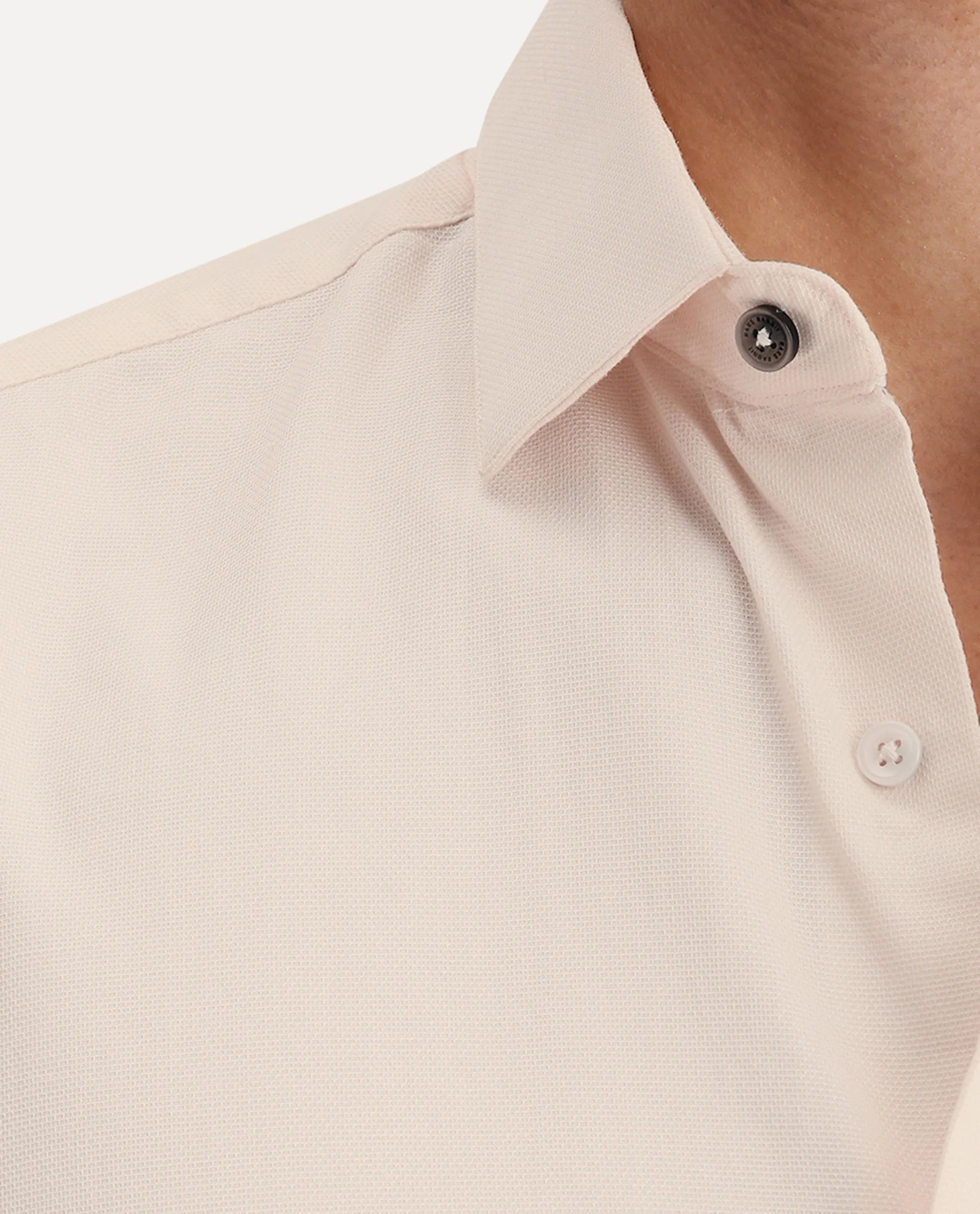 Rare Rabbit Men's Lasko Light Beige Cotton Plain Regular Fit Full Sleeve Collared Shirt