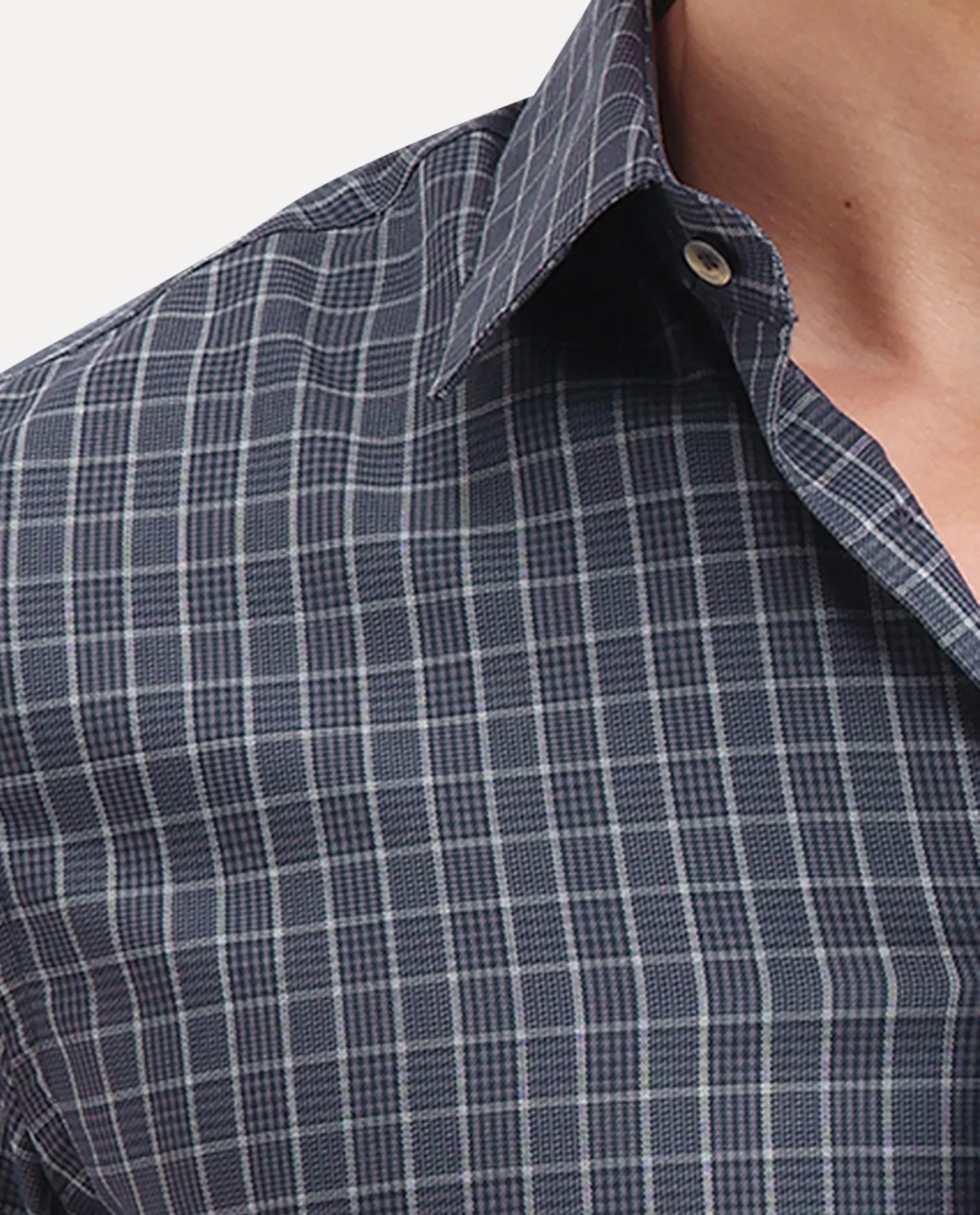 Rare Rabbit Men's Sapar Blue Cotton Fabric Full Sleeve Spread Collar Regular Fit Checked Shirt