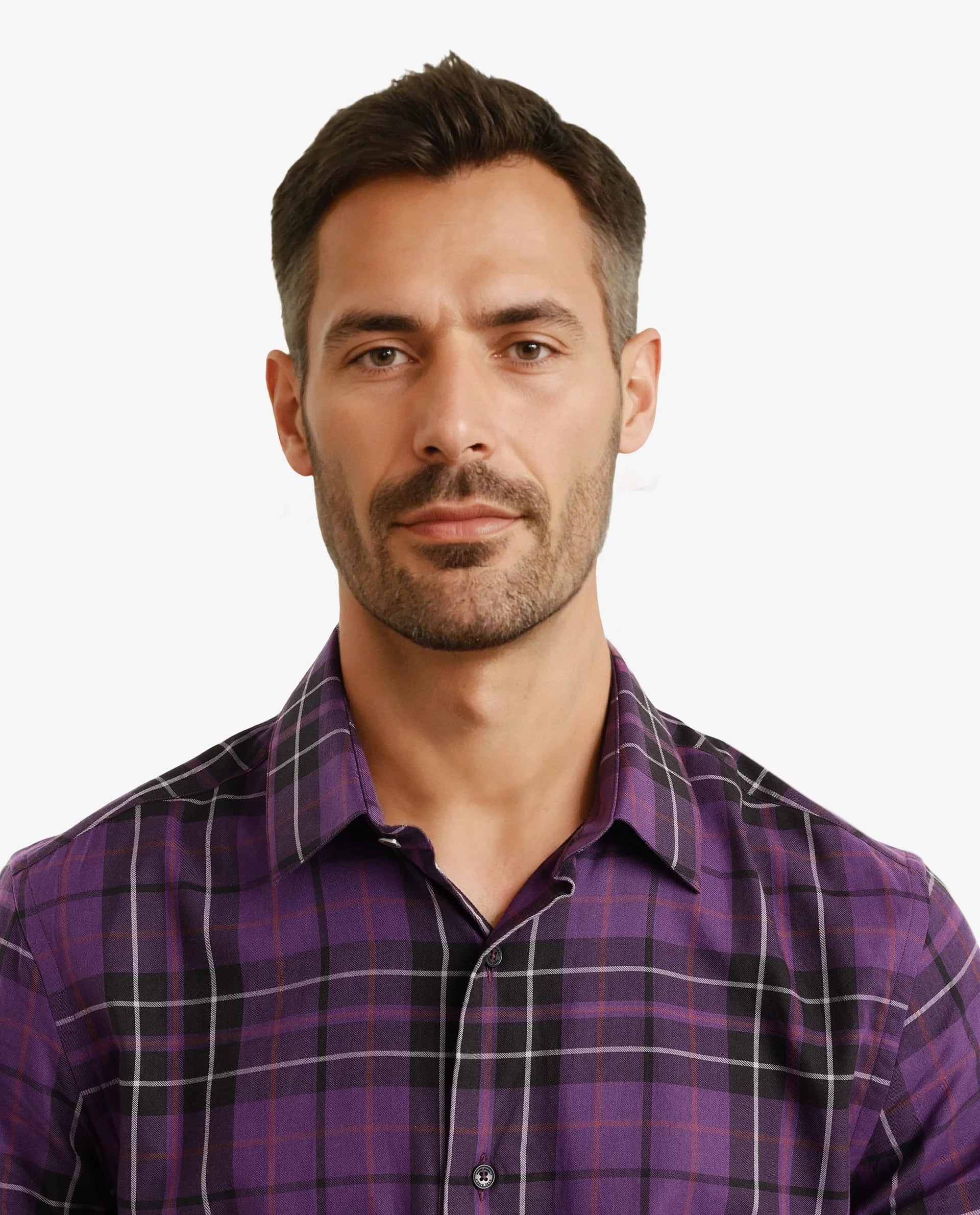 Rare Rabbit Men Haze Dark Purple Full Sleeve Regular Collar Button Closure Regular Fit Checks Shirt