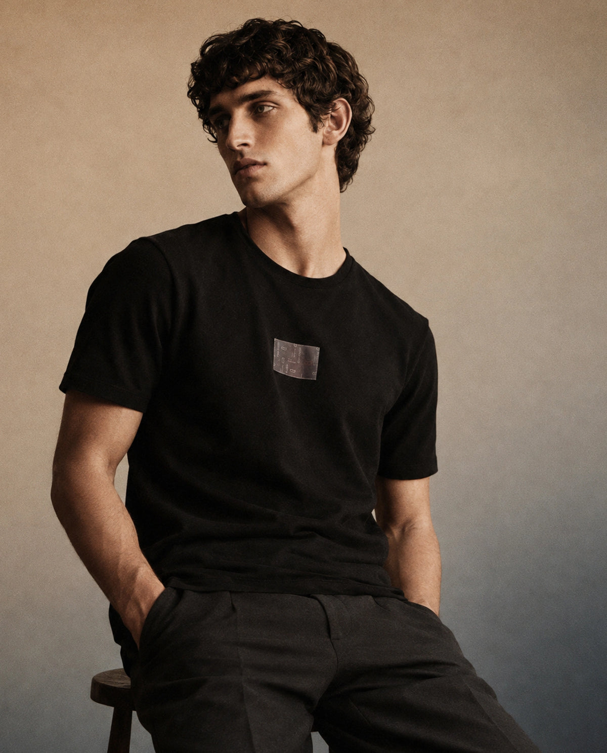 Rare Rabbit Men's Helo Black Cotton Blend Crew Neck Regular Graphic Print T-Shirt