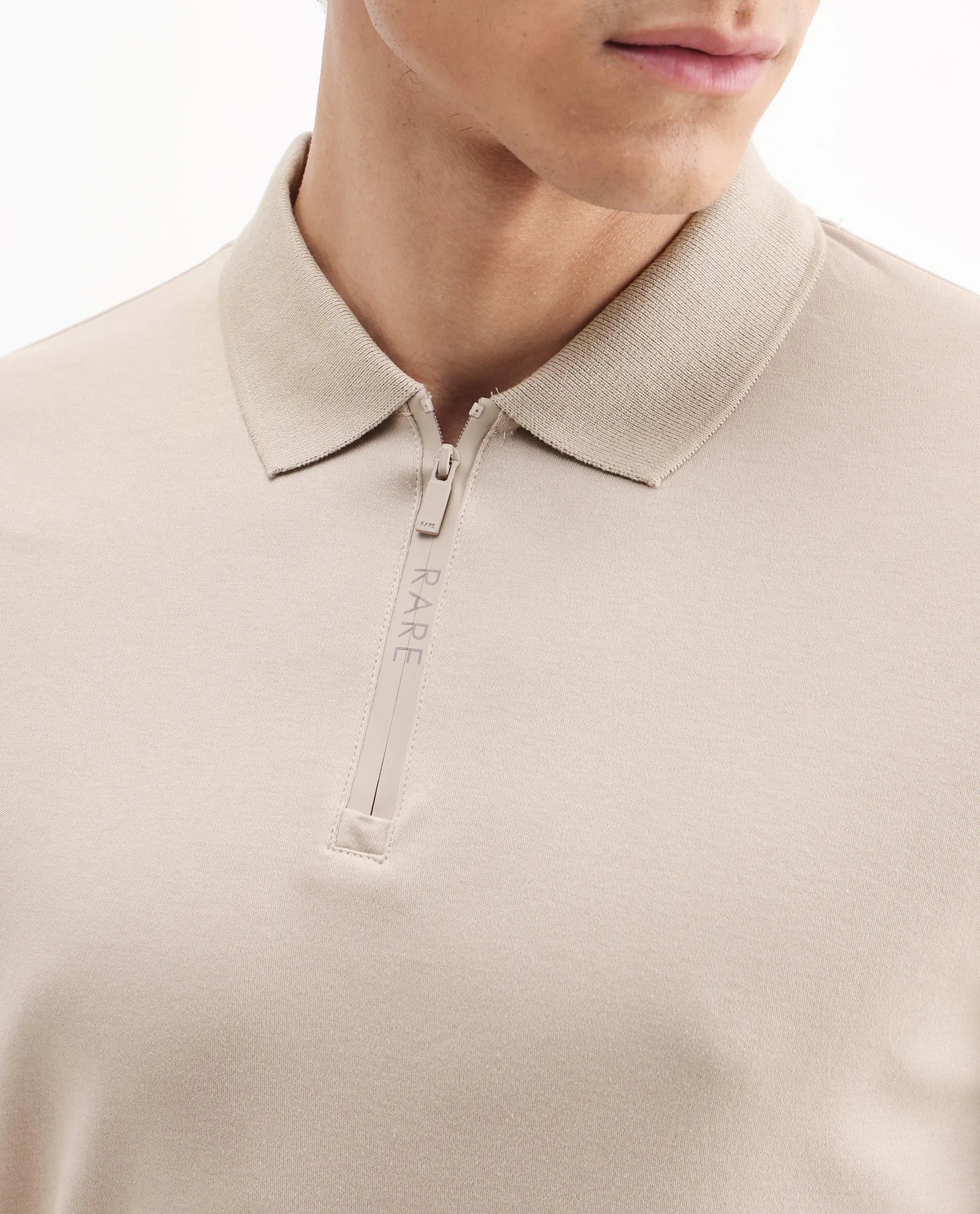 Rare Rabbit Men's Holit-1 Dusky Beige Cotton Plain Regular Fit Half Sleeve Polo