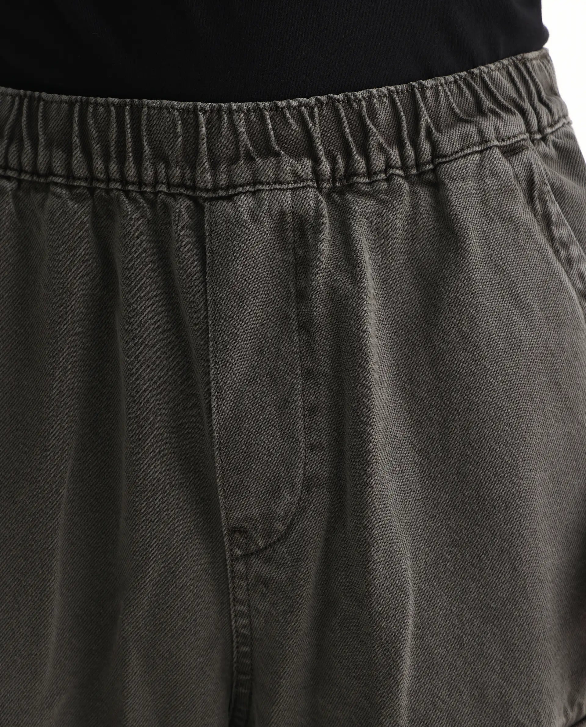 Rare Rabbit Men's Hork Dark Green Cotton Plain Baggy Fit Jeans