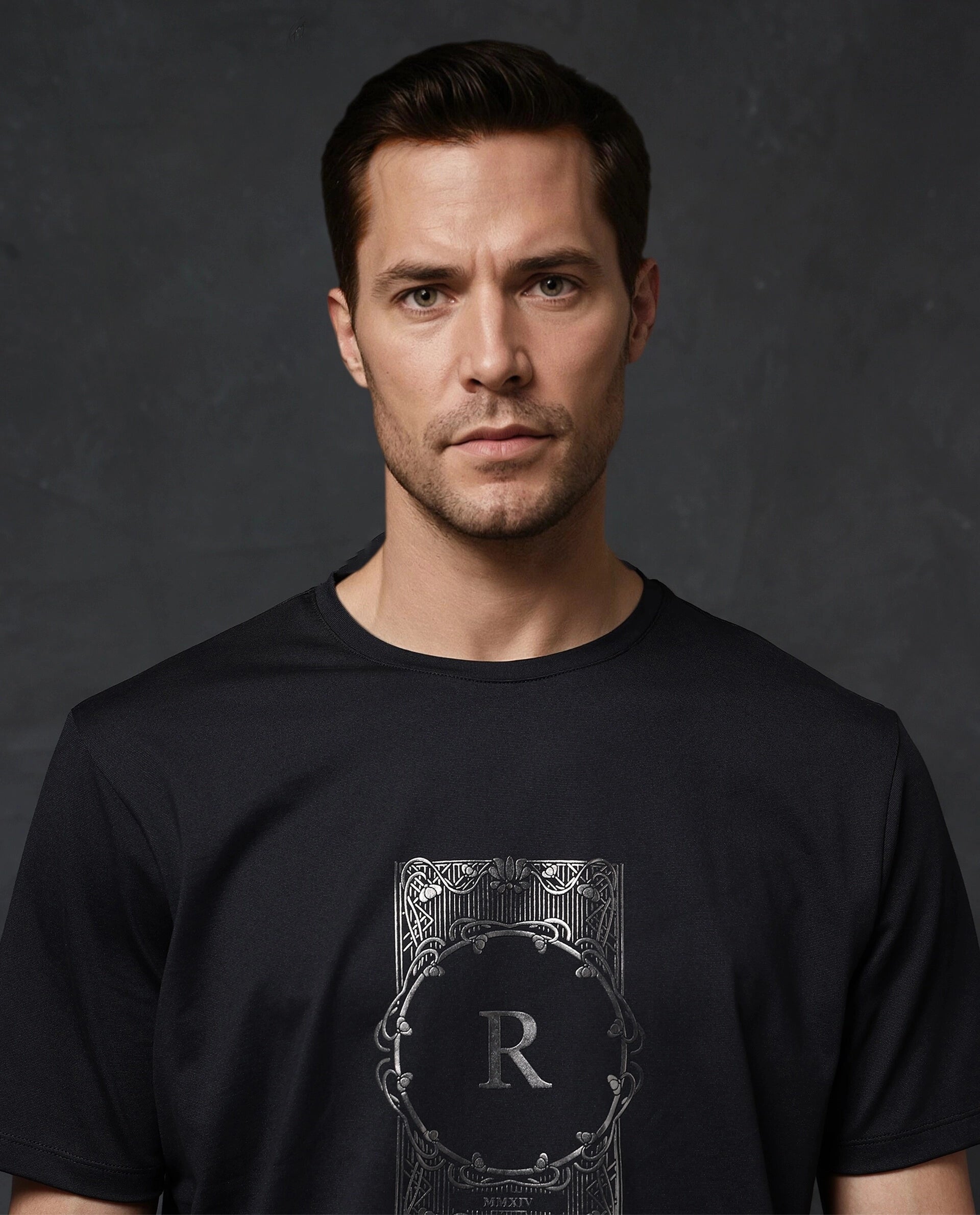 Rare Rabbit Men Hype Black Cotton Polyester Lycra Fabric Short Sleeve Crew Neck Regular Fit Graphic Print T-Shirt