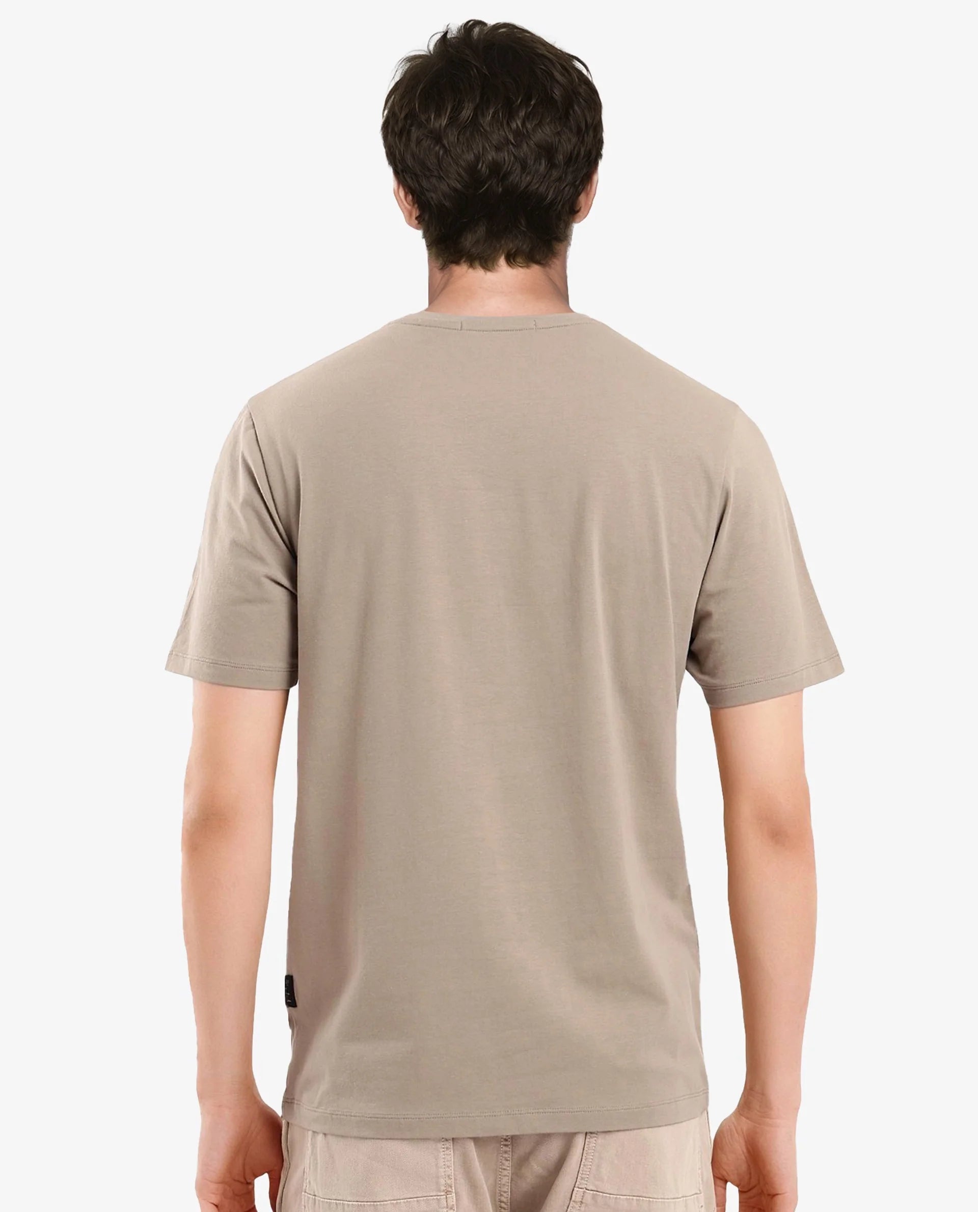 Rare Rabbit Men Jaceb Dusky Green Cotton Lycra Fabric Short Sleeve Crew Neck Regular Fit Graphic Print T-Shirt