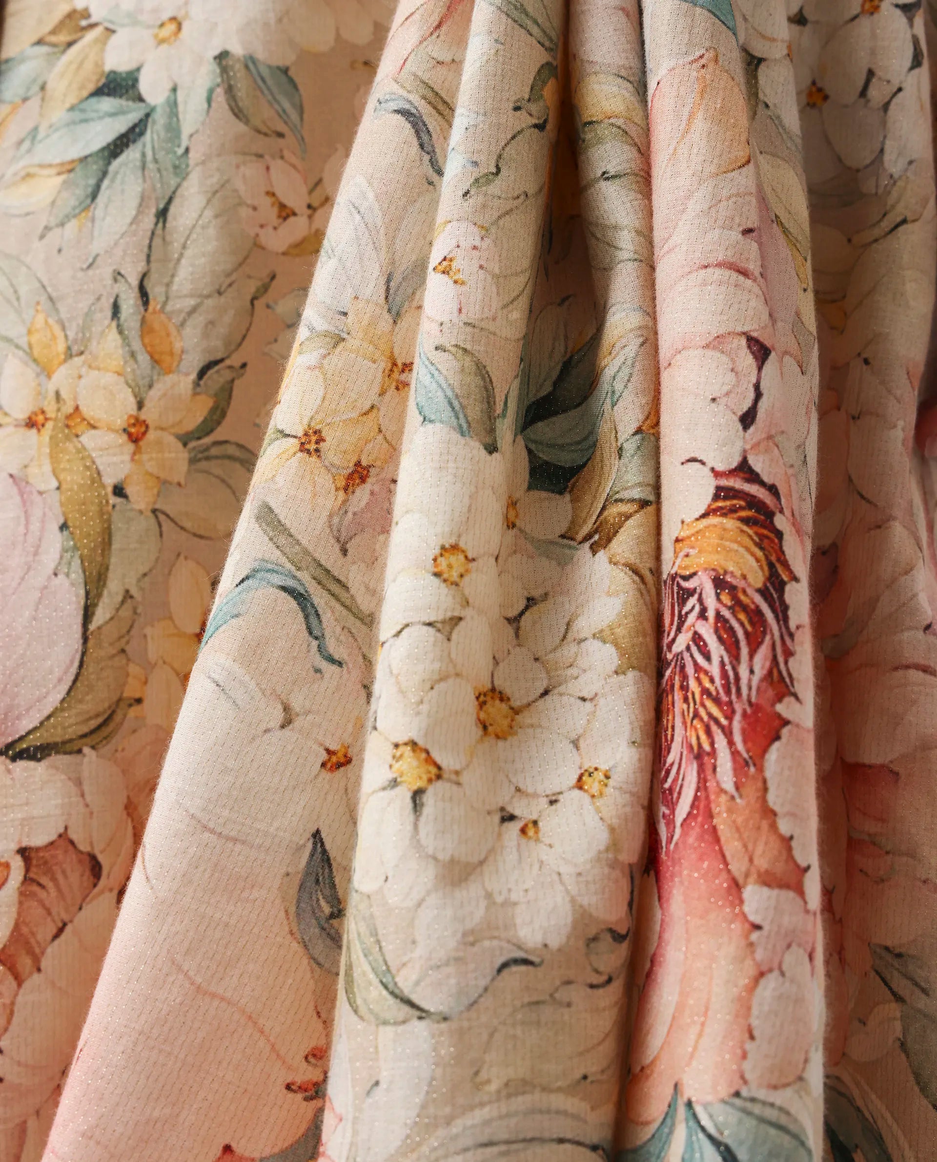 Rareism Women's Jetto Light Multi Cotton Collared Neck Fit And Flare Printed Midi Dress