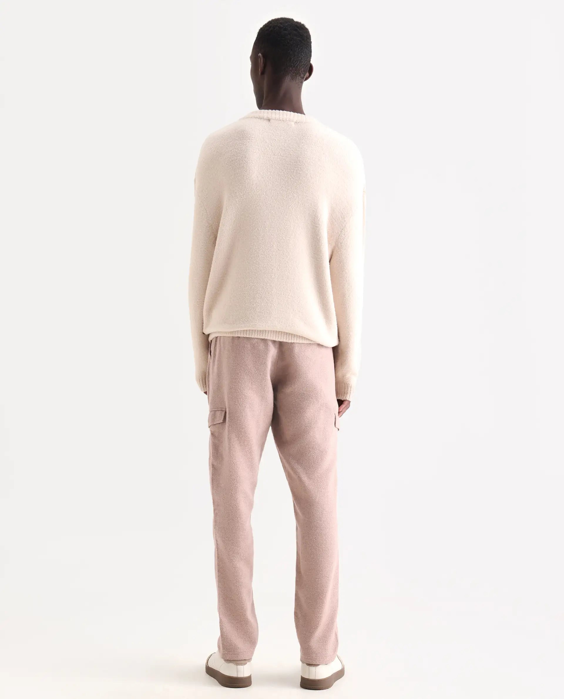 Rare Rabbit Men's Kalor Peach Cotton Blend Plain Regular Fit Trouser