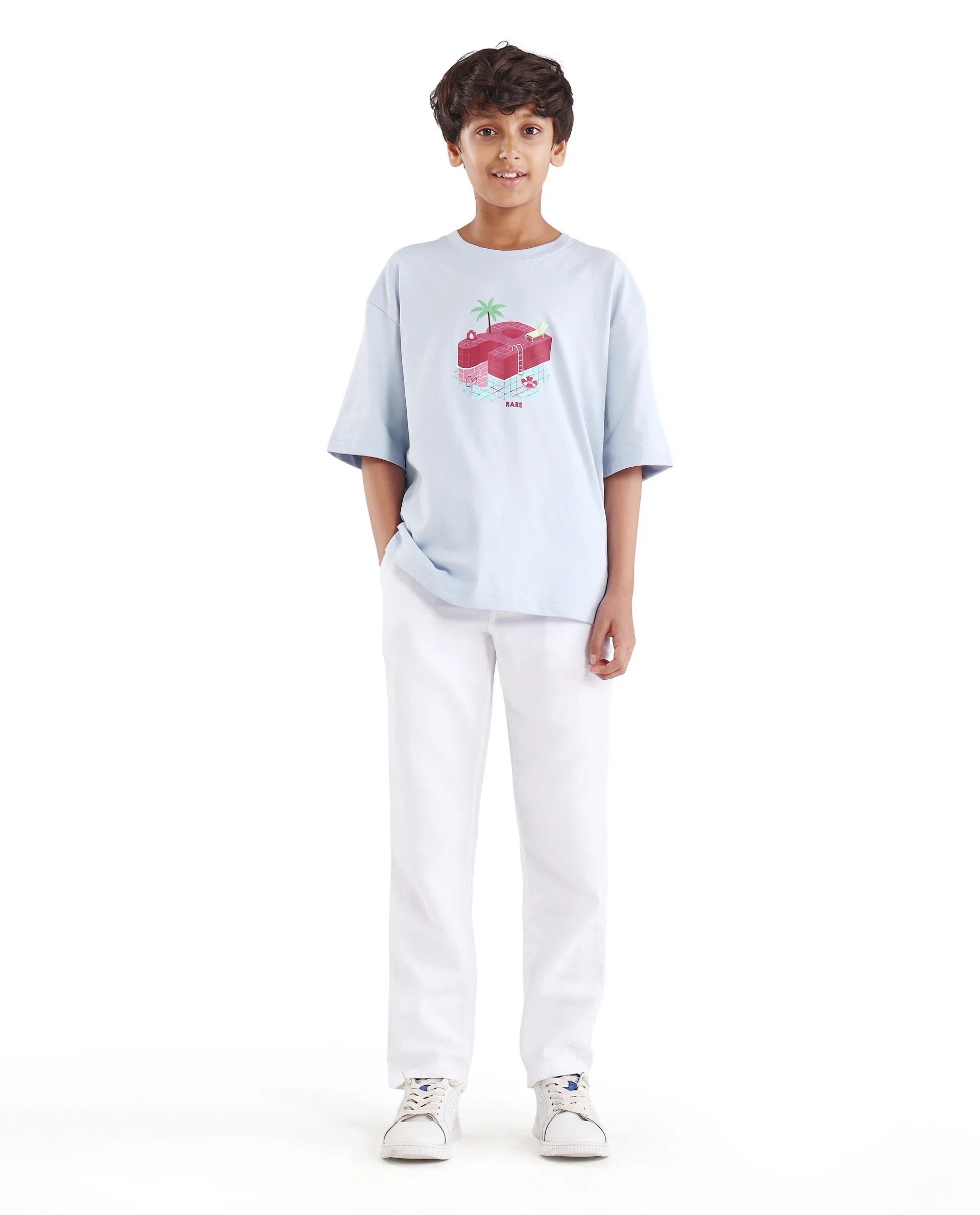 Rare Ones Kids Ken Light Purple Cotton Pull-On Closure Oversized Fit T-Shirt
