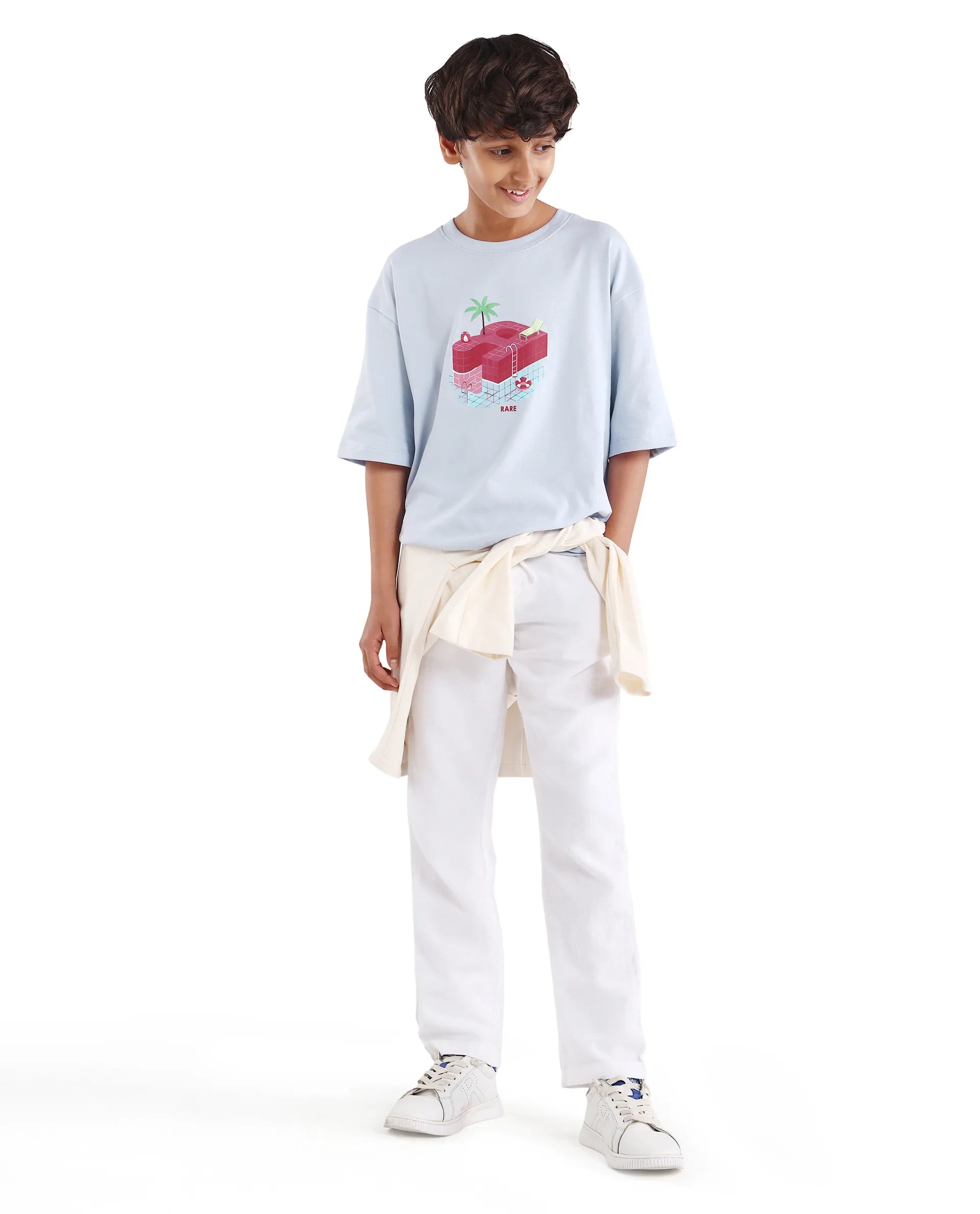 Rare Ones Kids Ken Light Purple Cotton Pull-On Closure Oversized Fit T-Shirt