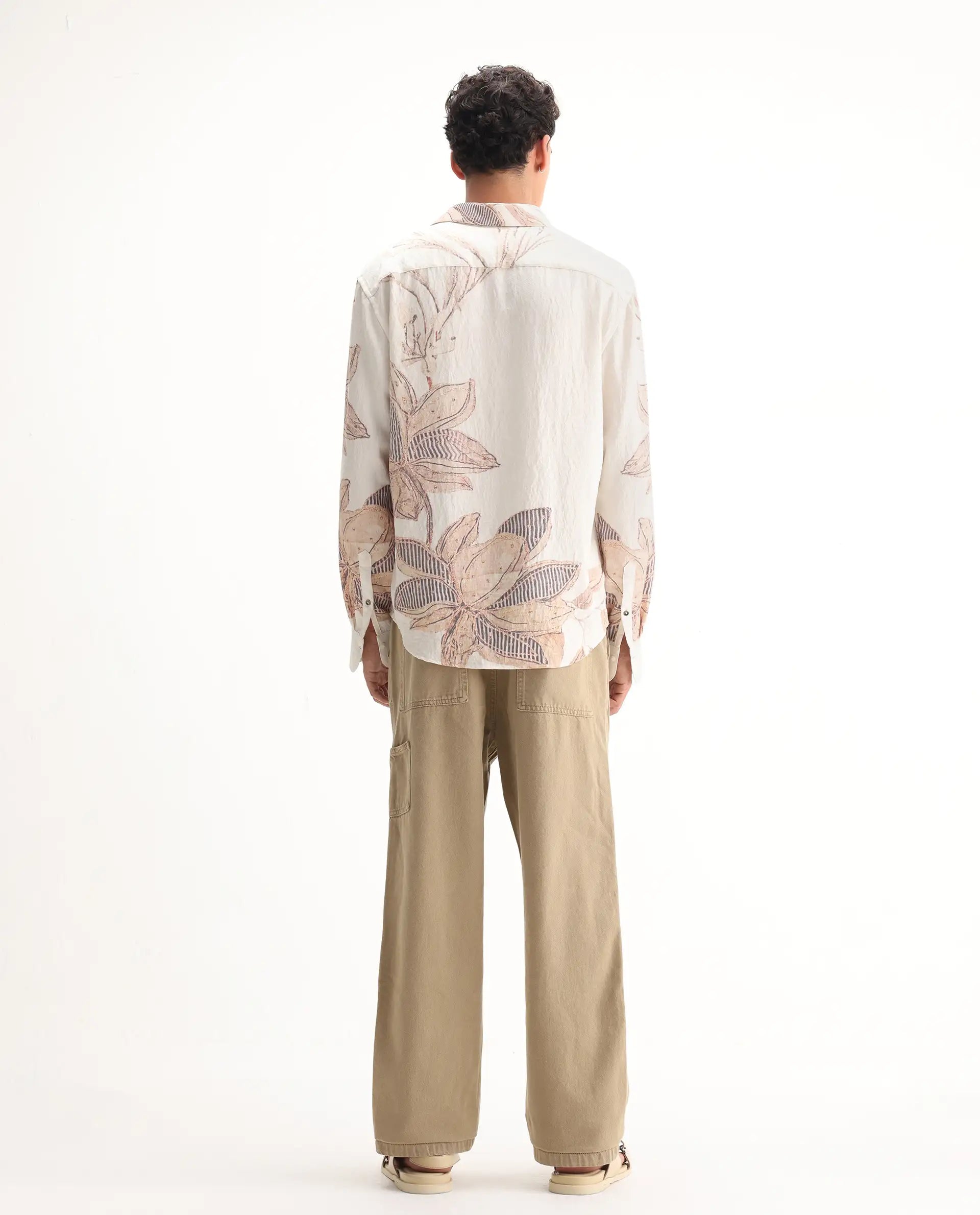 Rare Rabbit Men's Klop Beige Cotton Plain Carpenter Fit Jeans