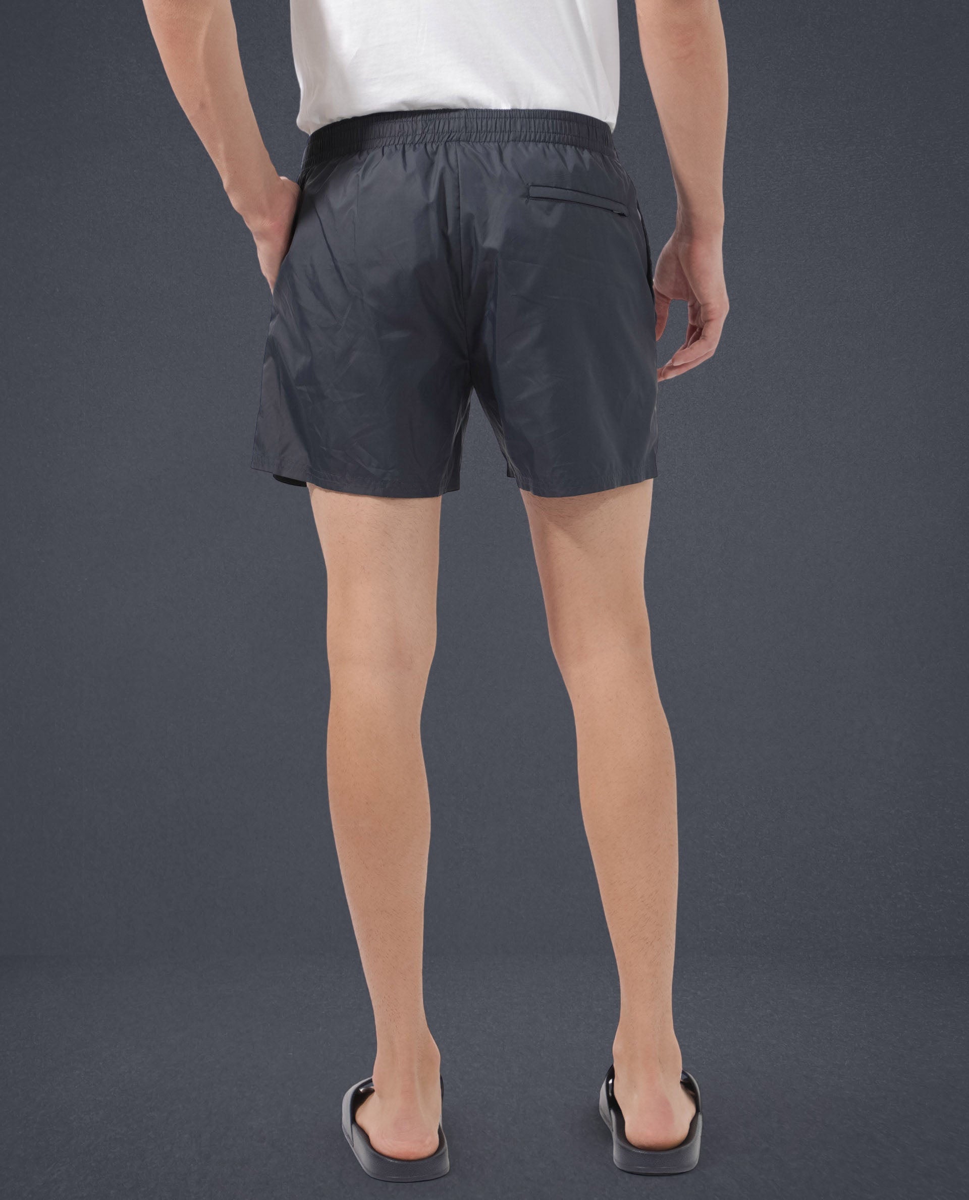 Rare Rabbit Men's Kort Navy Polyester Fabric Buckle Fastening Regular Fit Solid Shorts
