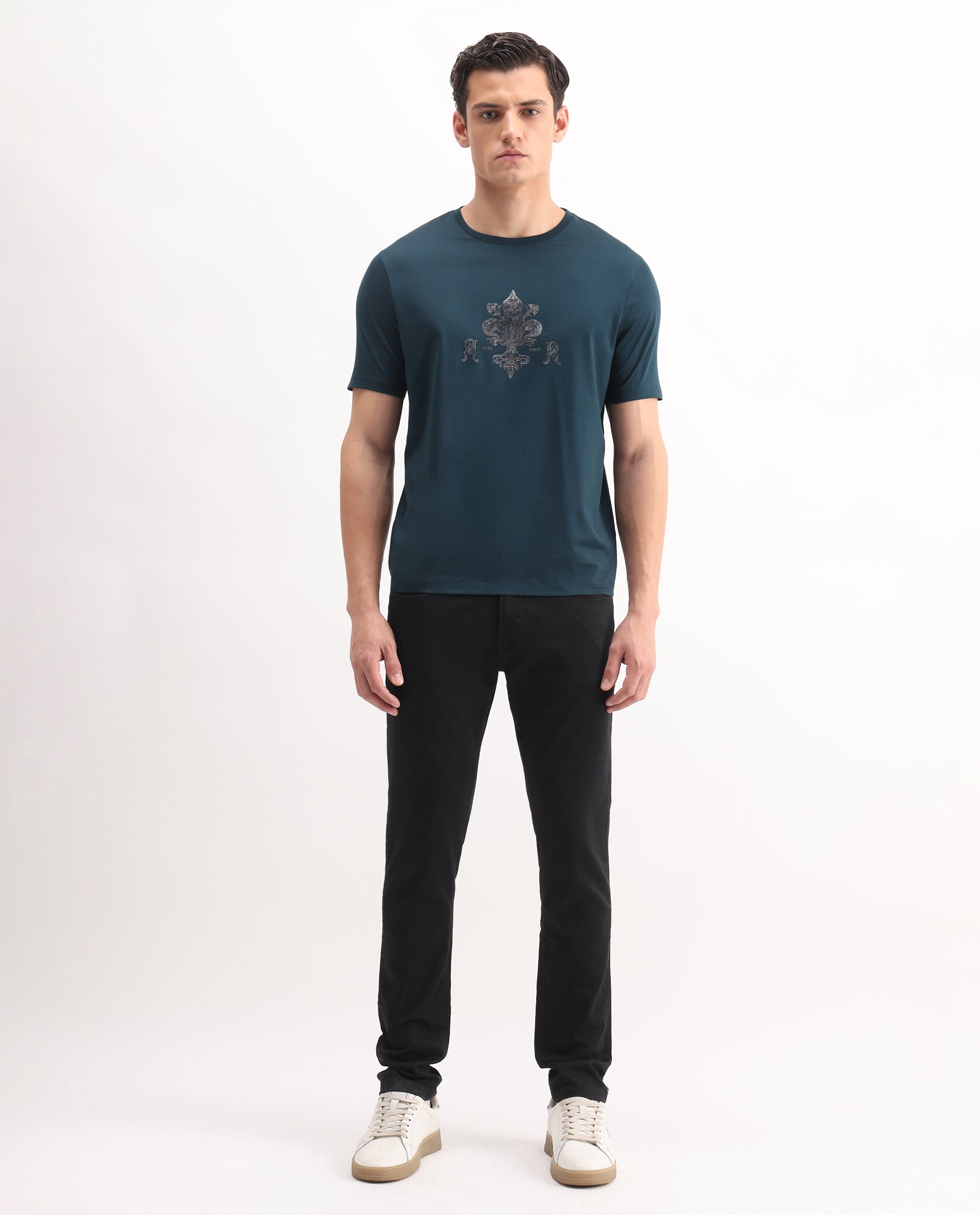 Rare Rabbit Men's Korv-25 Black Cotton Blend Plain Hawk Slim Fit Jeans