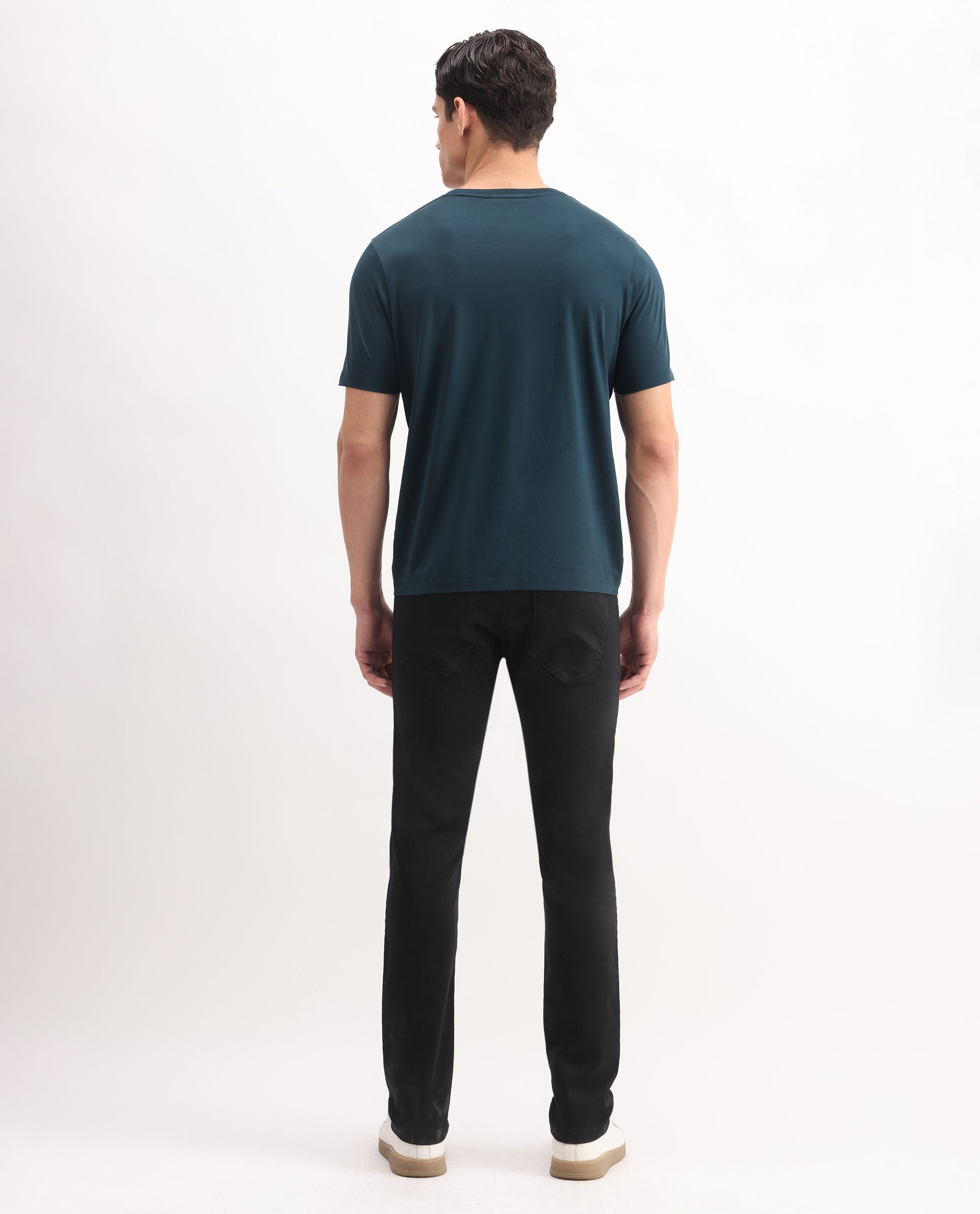 Rare Rabbit Men's Korv-25 Black Cotton Blend Plain Hawk Slim Fit Jeans