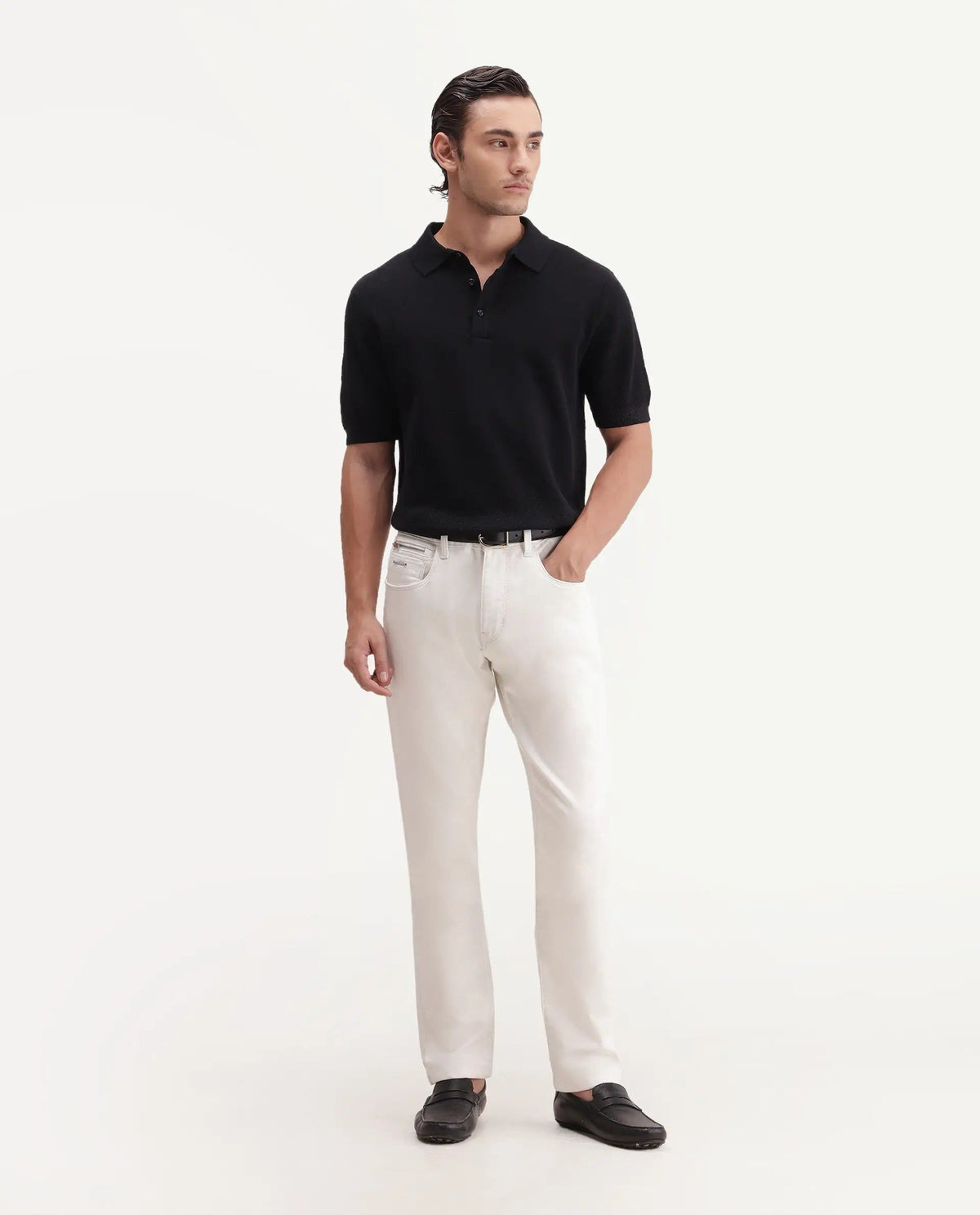 Rare Rabbit Men's Kor W White Cotton Blend Hawk Slim Plain Jeans