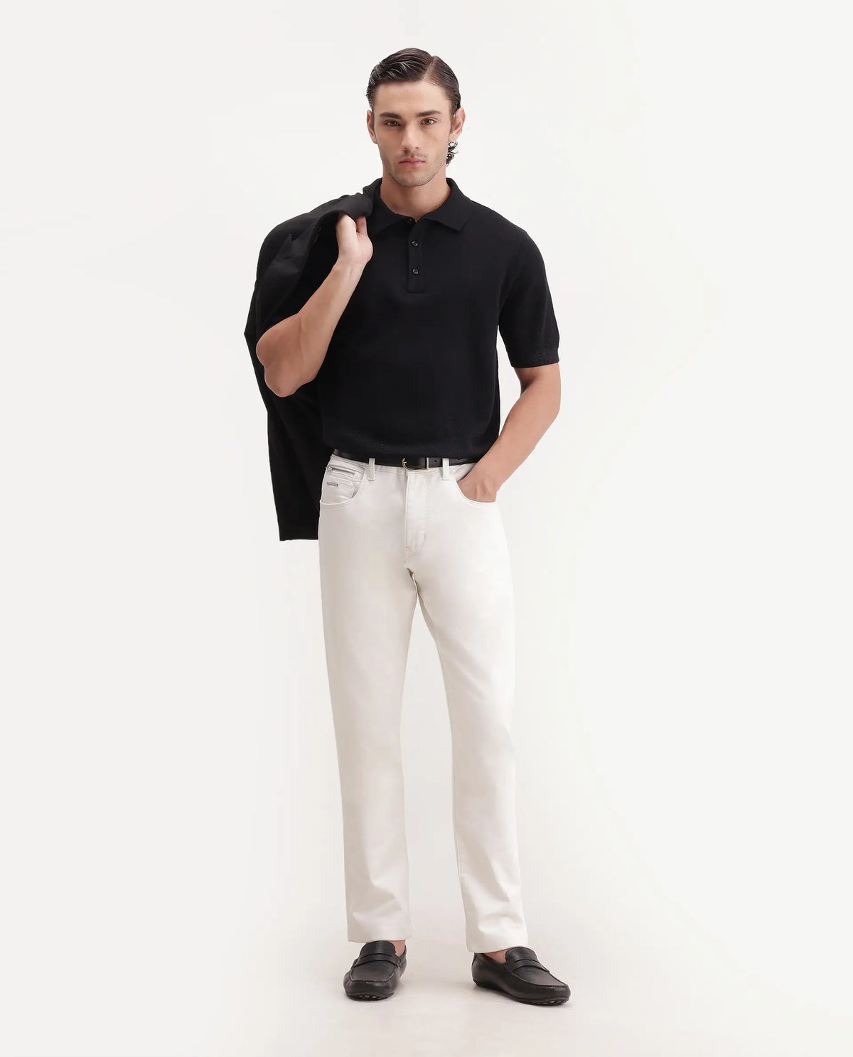 Rare Rabbit Men's Kor W White Cotton Blend Hawk Slim Plain Jeans