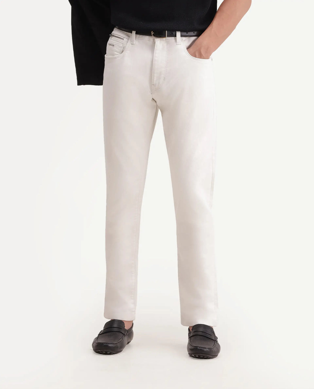 Rare Rabbit Men's Kor W White Cotton Blend Hawk Slim Plain Jeans