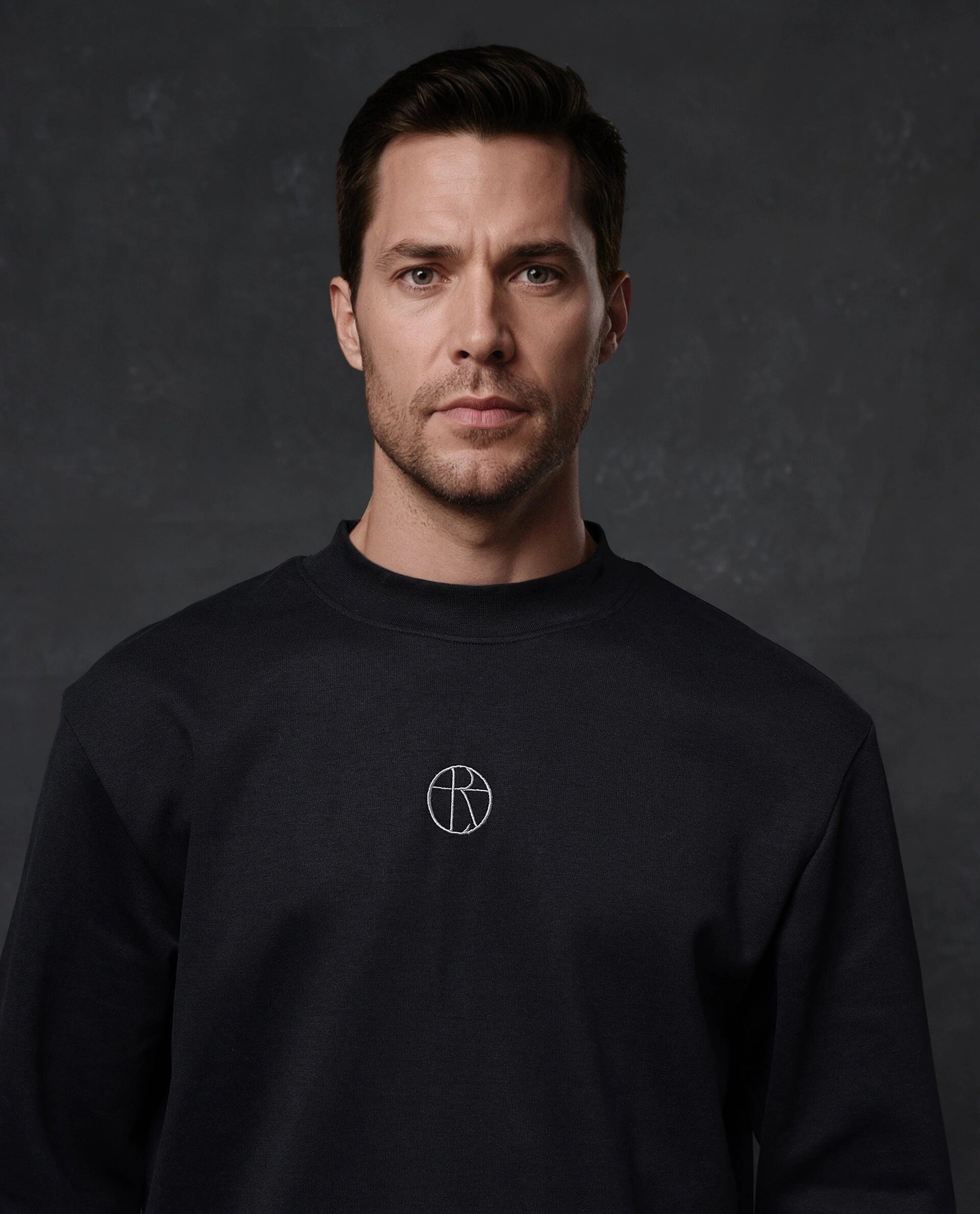 Rare Rabbit Men Lars Black Full Sleeve Crew Neck Embroidered Animal Print Sweatshirt