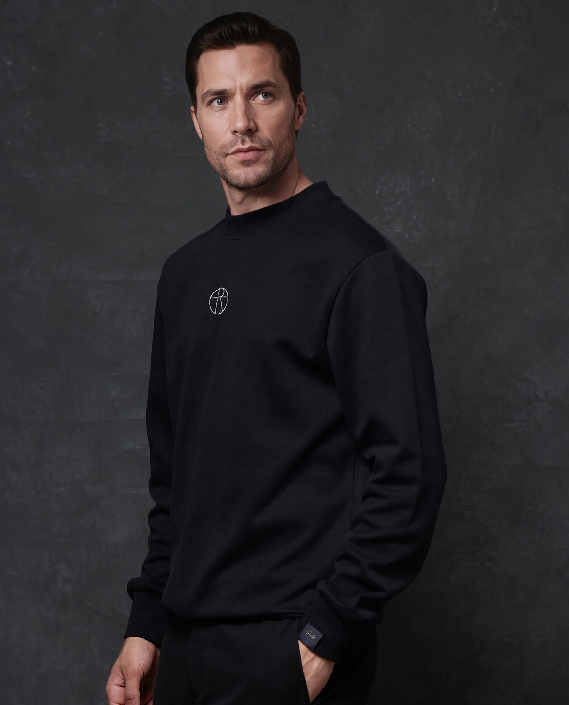 Rare Rabbit Men Lars Black Full Sleeve Crew Neck Embroidered Animal Print Sweatshirt