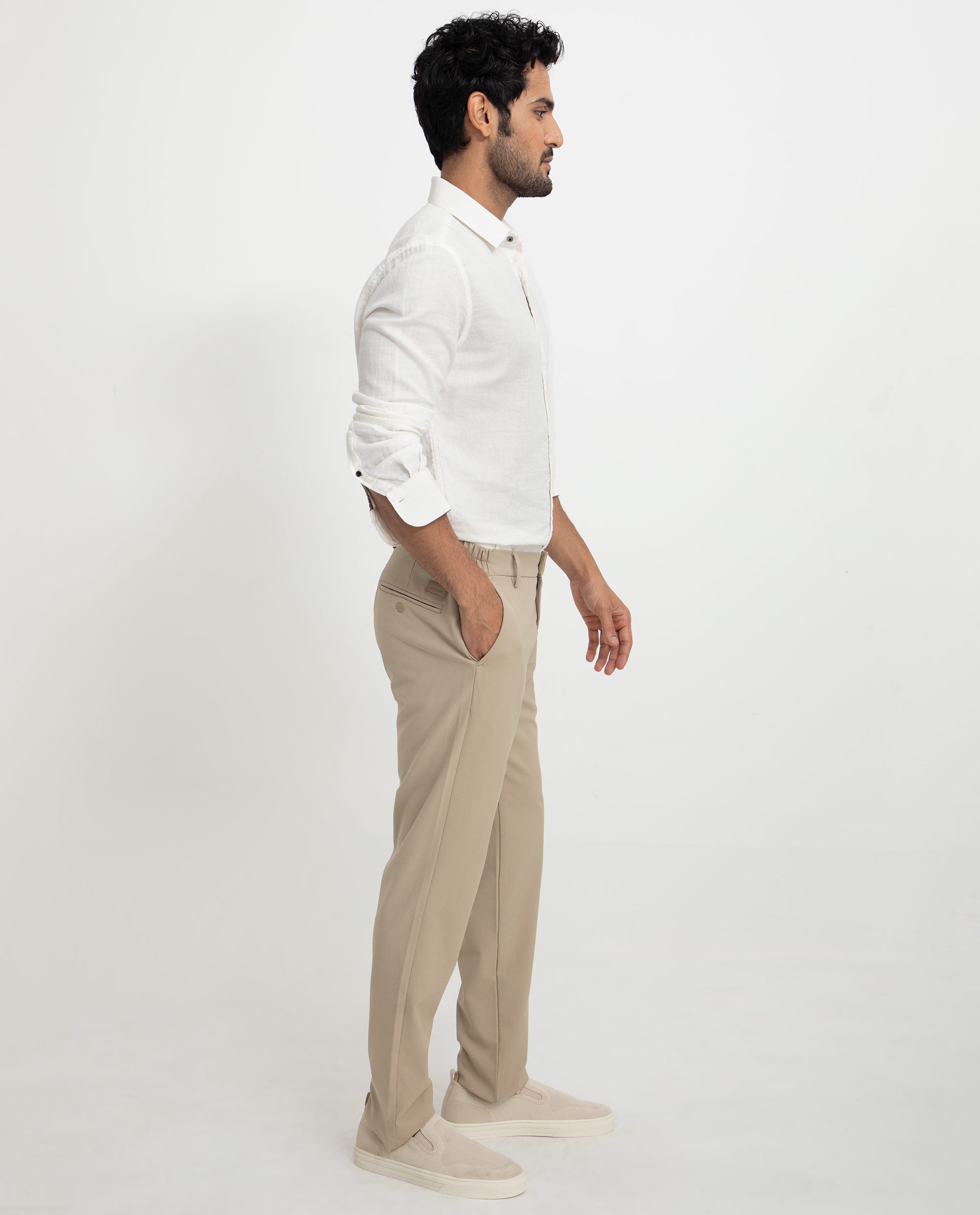 Rare Rabbit Men's Layerrs White Cotton Fabric Full Sleeves Solid Shirt