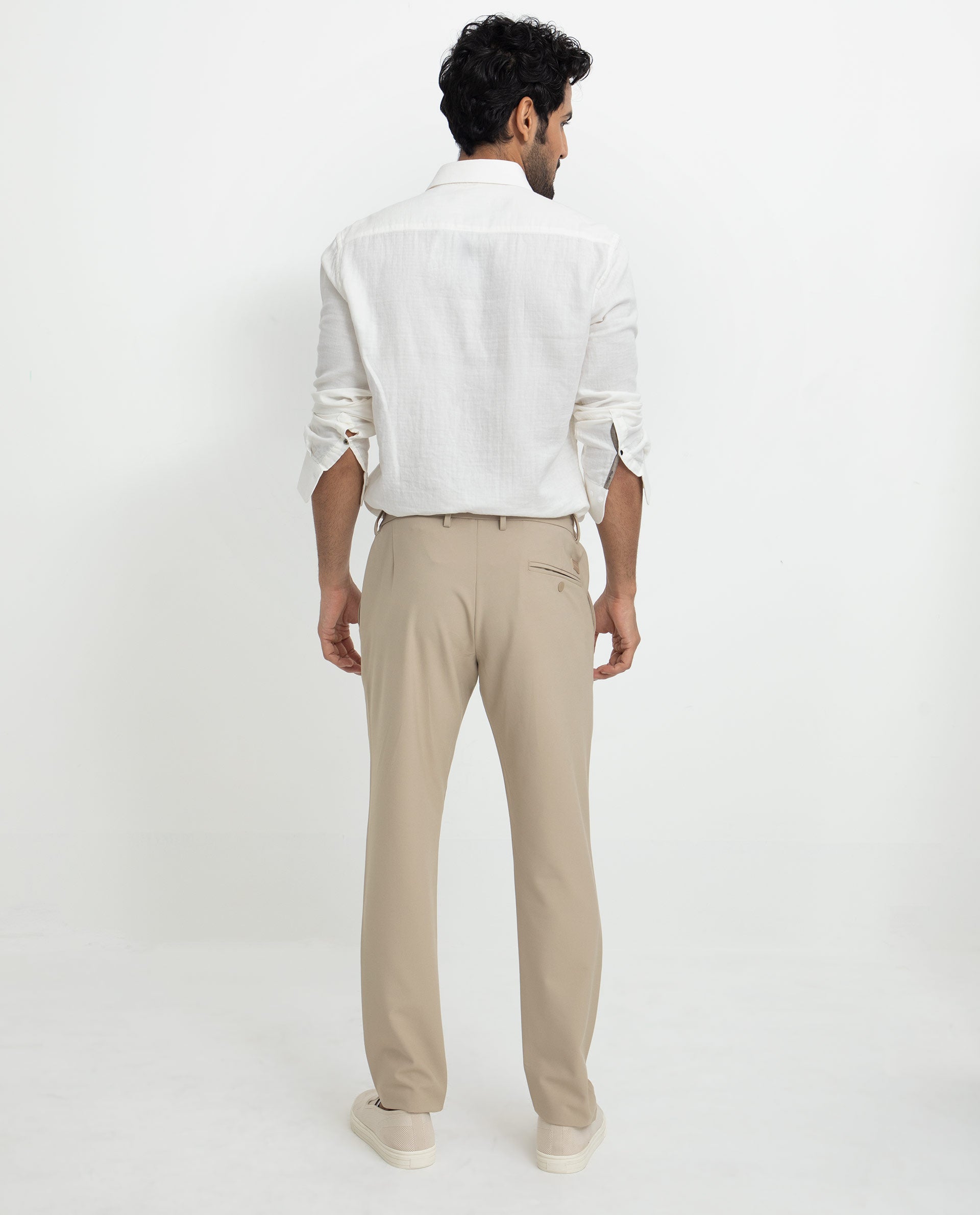 Rare Rabbit Men's Layerrs White Cotton Fabric Full Sleeves Solid Shirt