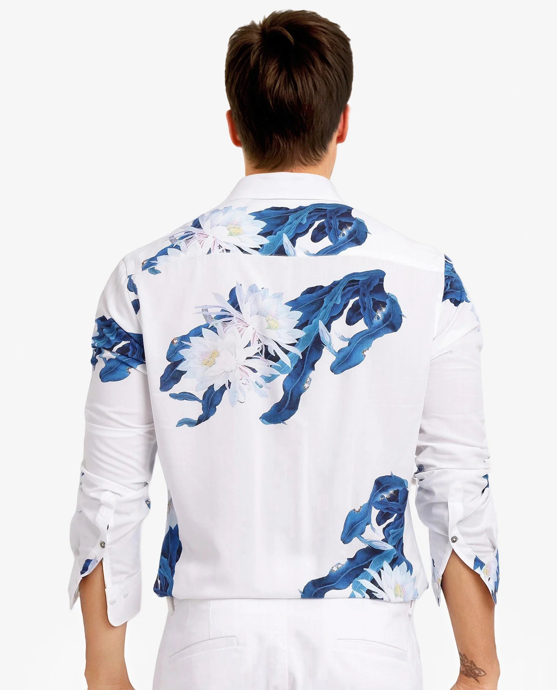 Rare Rabbit Men Lycro-1 White Full Sleeve Regular Fit Shirt