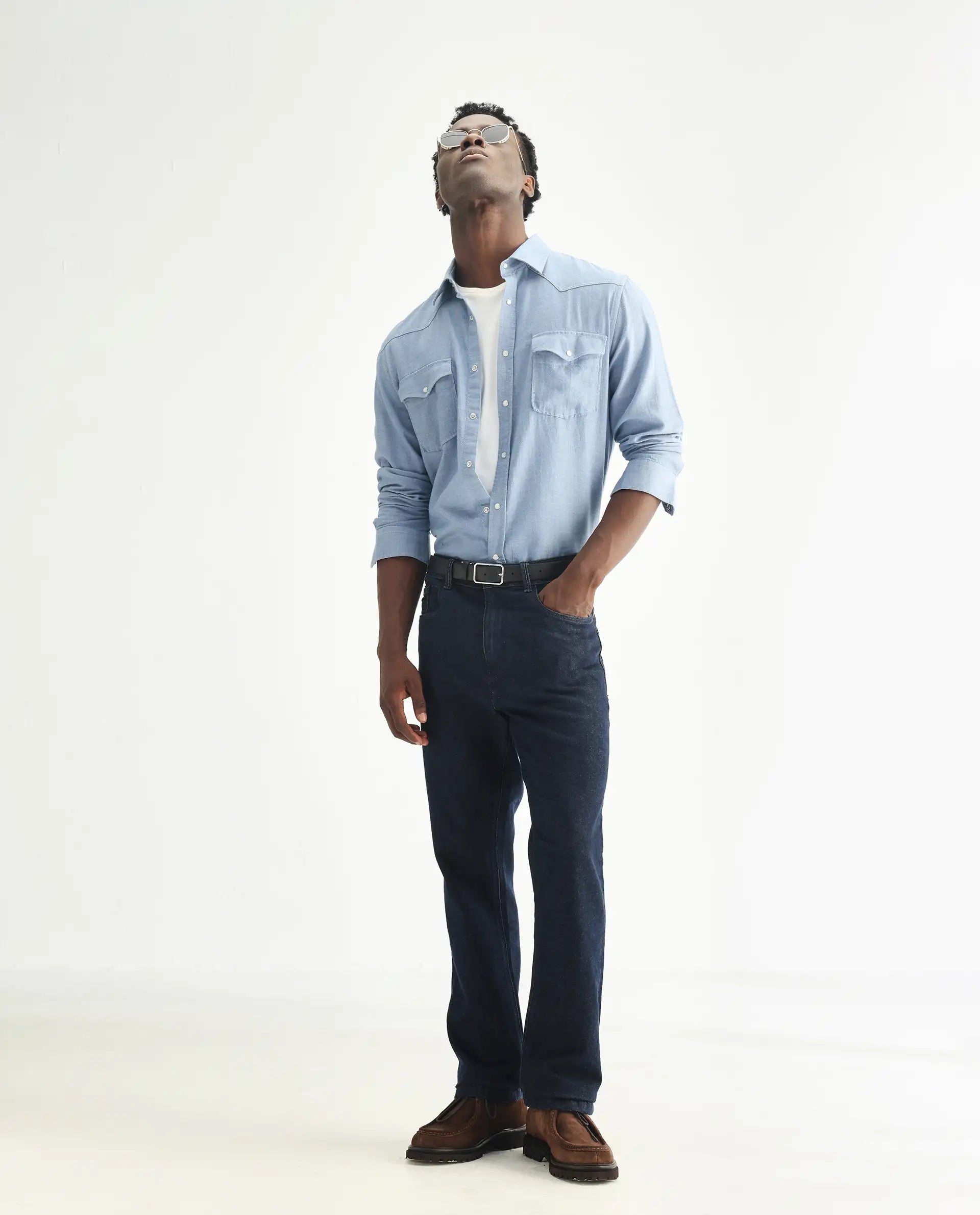 Rare Rabbit Men's Lyon Dark Navy Cotton Plain Hawk Slim Fit Jeans
