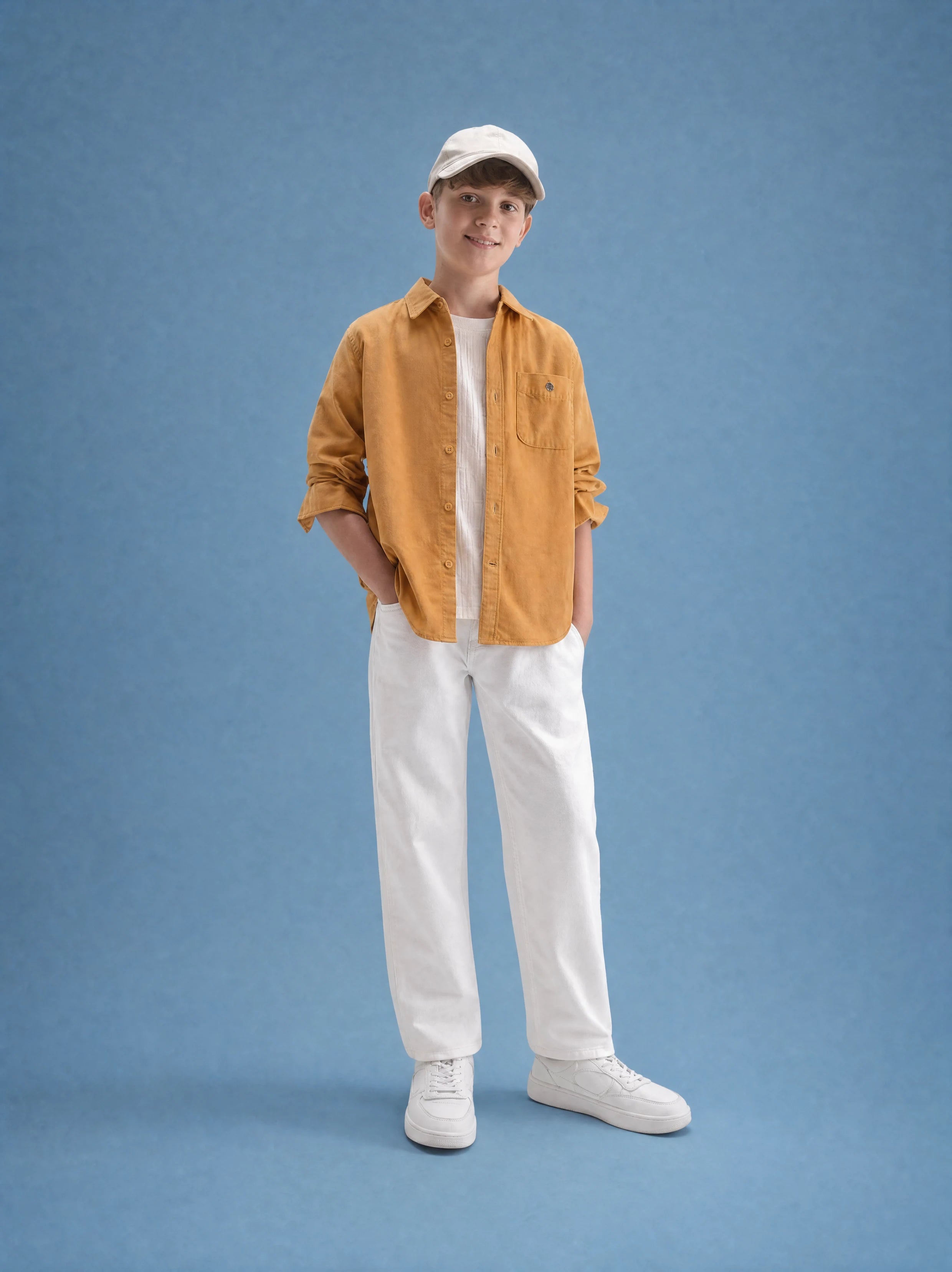 Rare Ones Kids Hoax Off White Cotton Blend Fabric Button And Zipper Closure Regular Plain Jeans