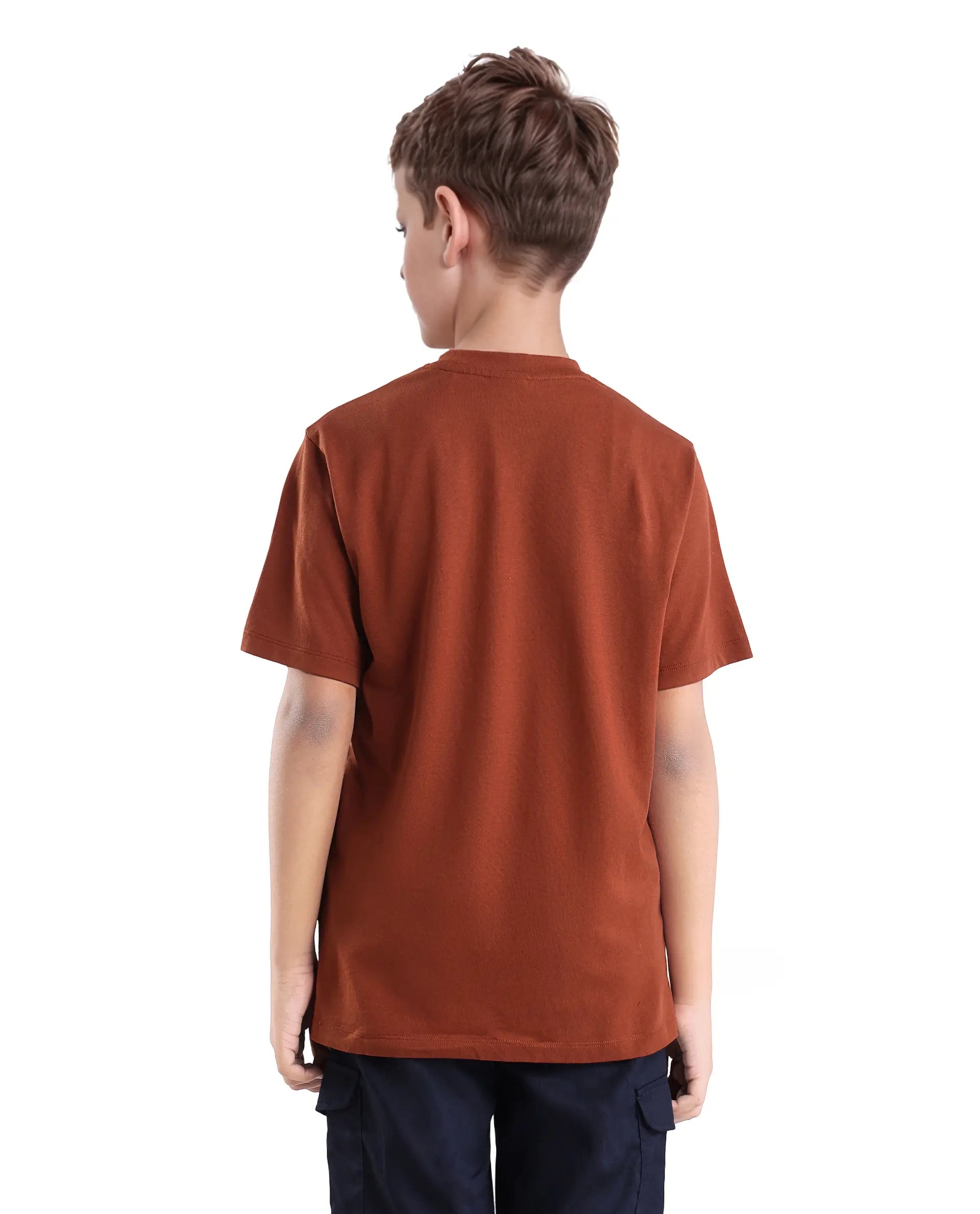 Rare Ones Kids Makes25 Rust Cotton Flock Print Regular Fit T-Shirt