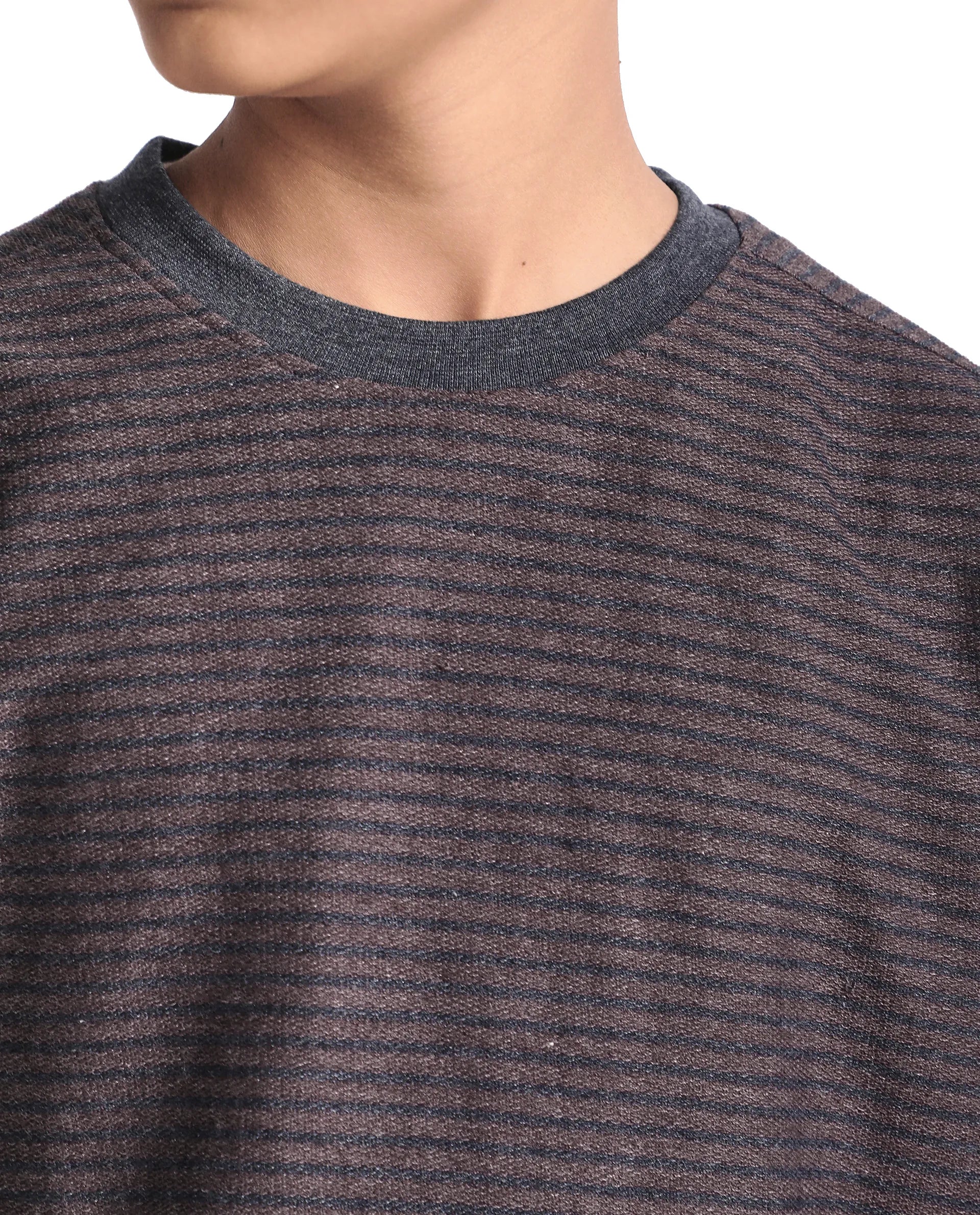Rare Ones Kids Malco Dark Maroon Polyester Blend Pull On Striped Oversized T-Shirt