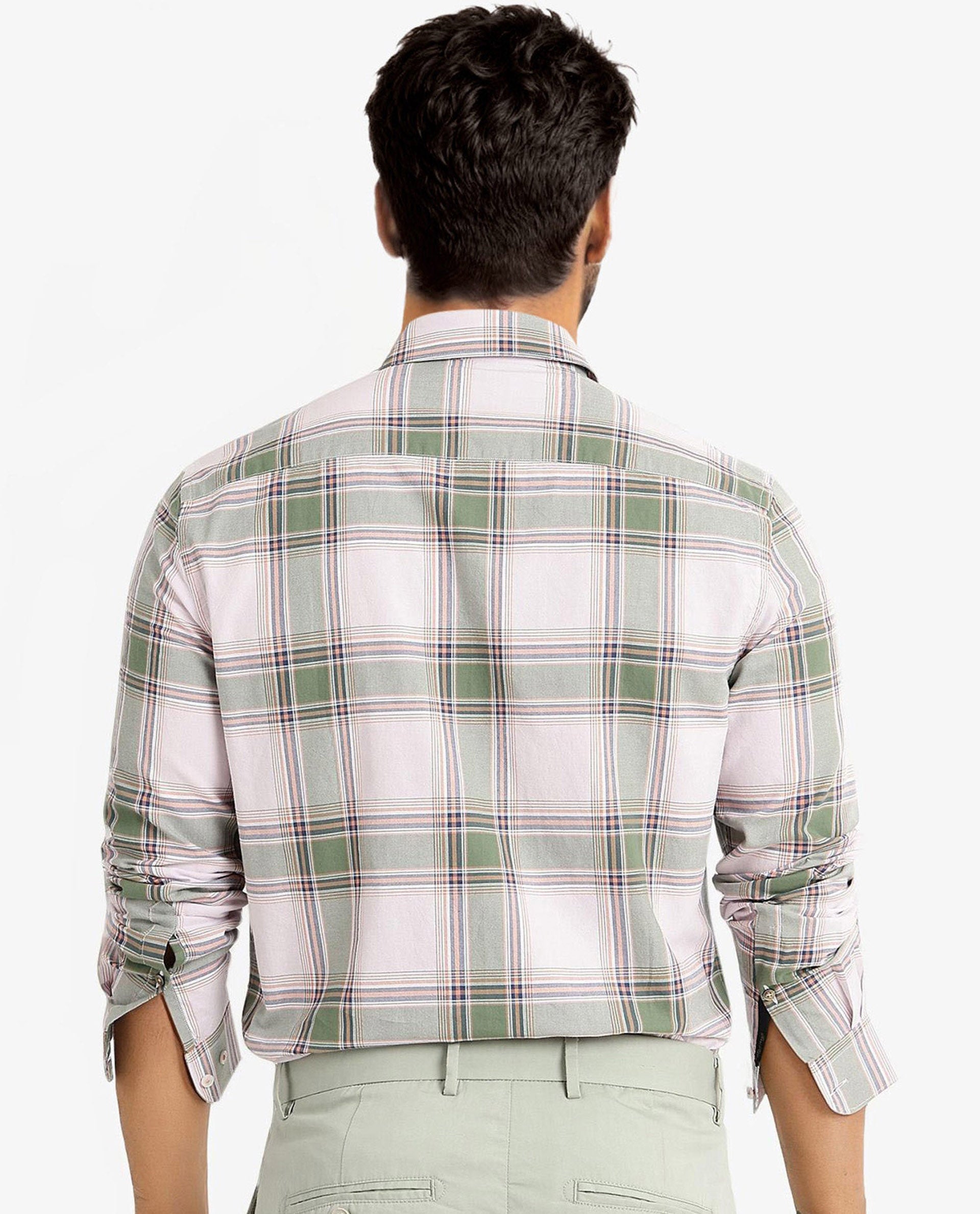 Rare Rabbit Men Malpy Pink Full Sleeve Collared Neck Button Closure Regular Fit Checks Shirt