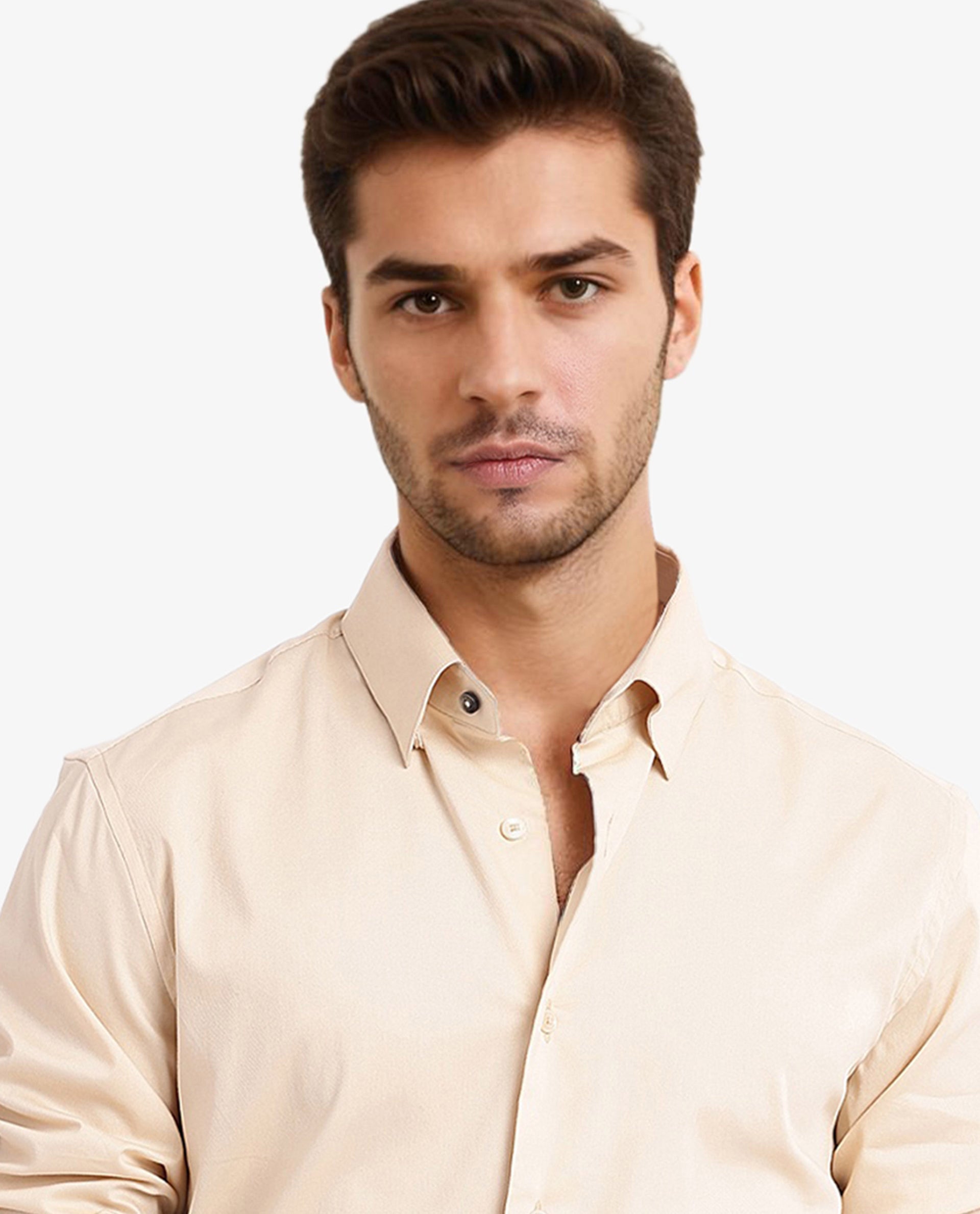 Rare Rabbit Men Mawz Light Yellow Cotton Polyester Fabric Full Sleeve Regular Fit Plain Twill Shirt