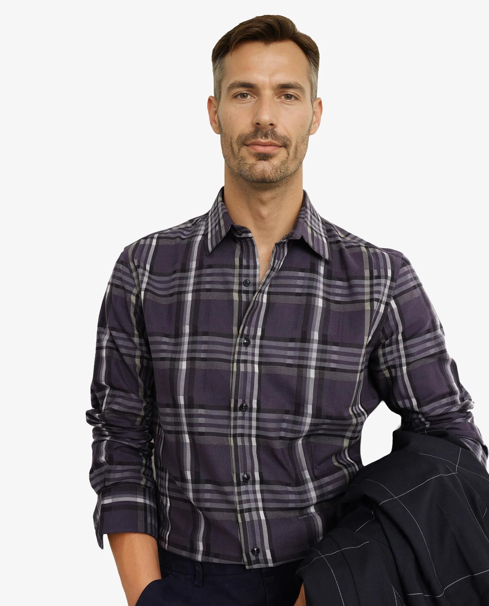 Rare Rabbit Men Mest Navy Cotton Fabric Full Sleeve Regular Fit Check Print Shirt