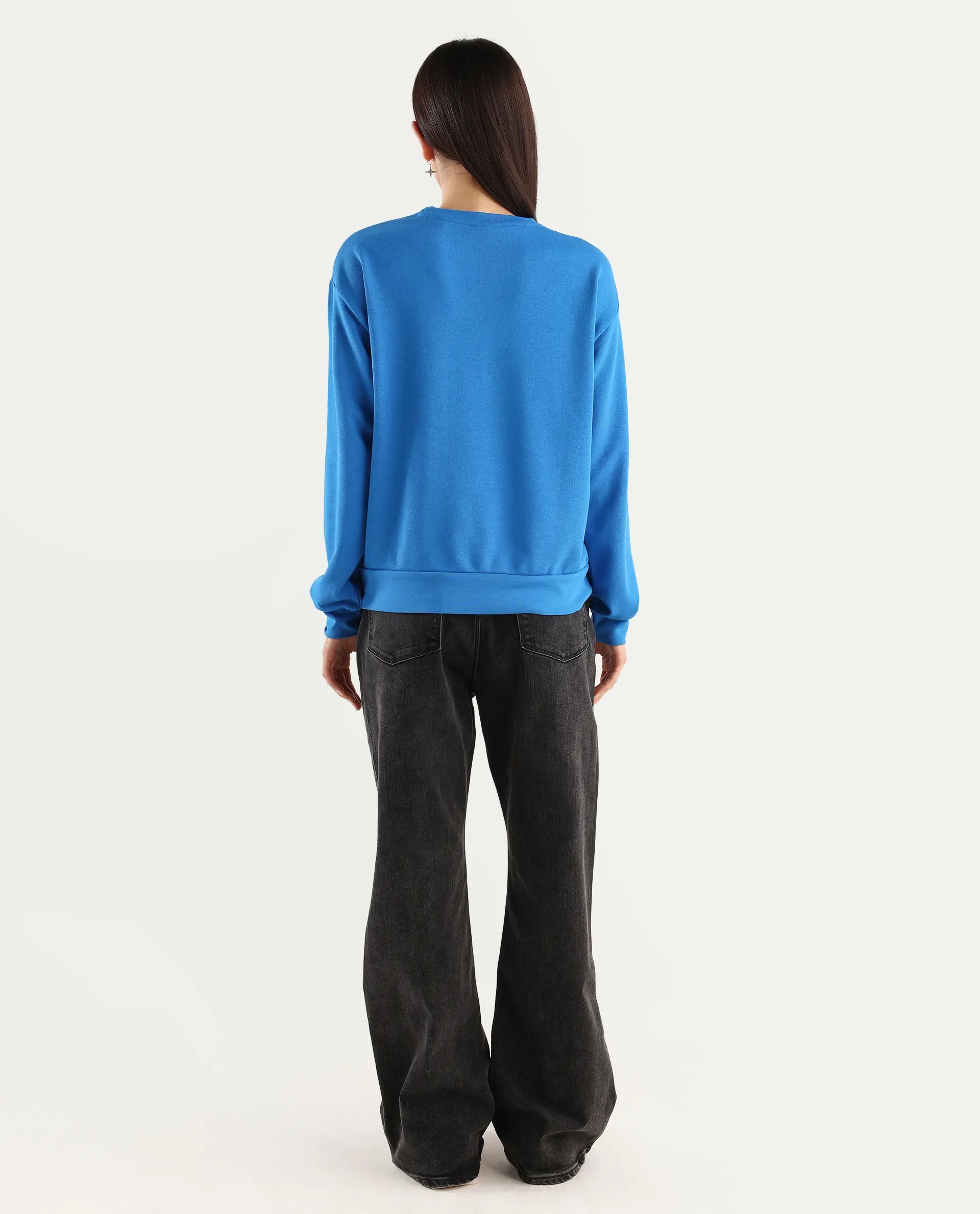 Rareism Women's Mica Black Cotton Blend Plain Ankle Length Bootcut Jeans