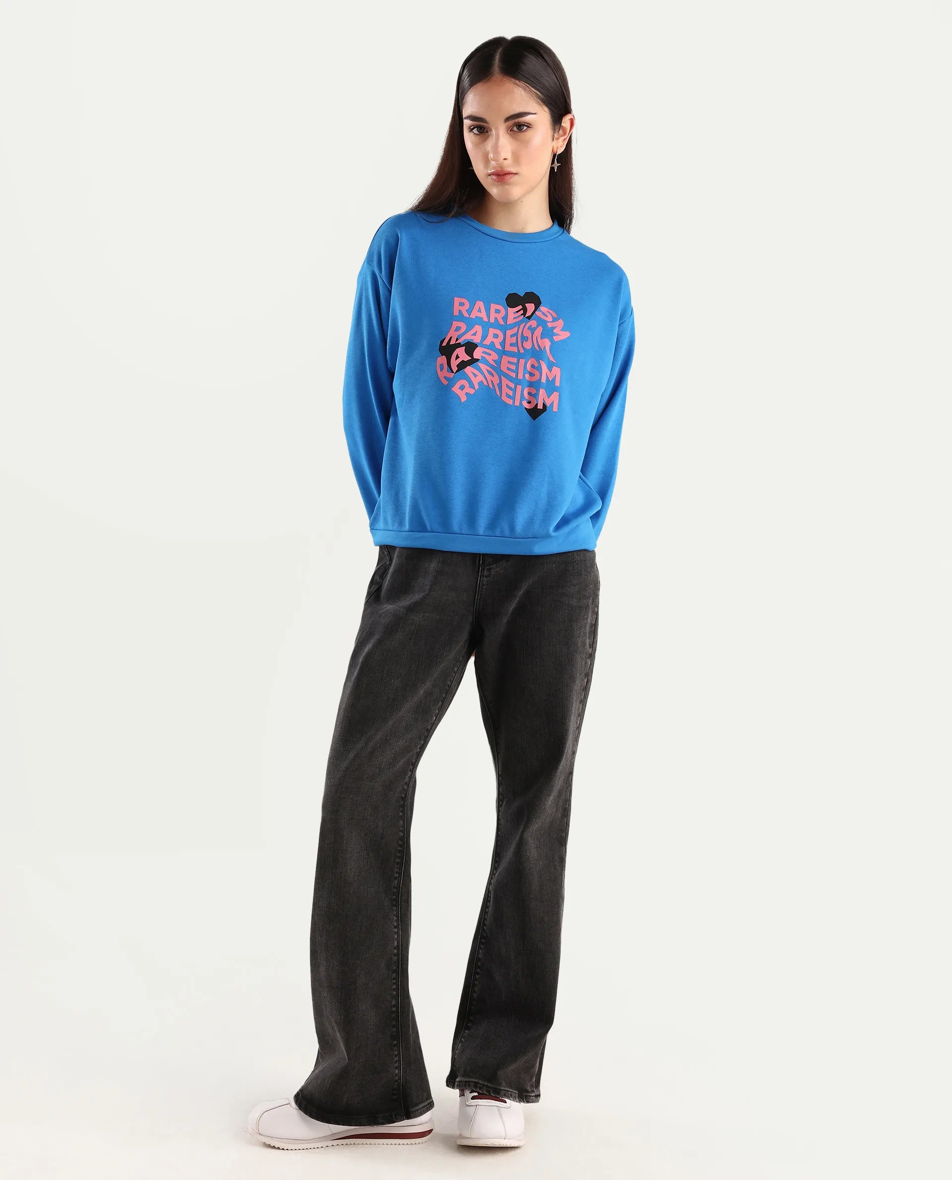 Rareism Women's Mica Black Cotton Blend Plain Ankle Length Bootcut Jeans