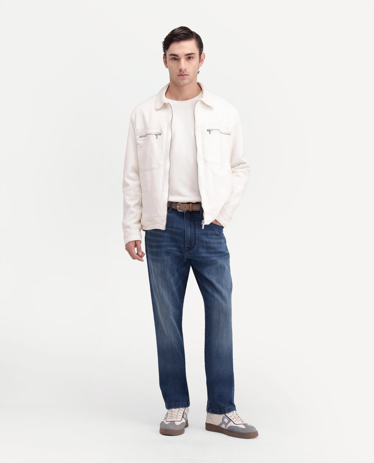 Rare Rabbit Men's Mody Blue Cotton Blend Morris Regular Plain Jeans