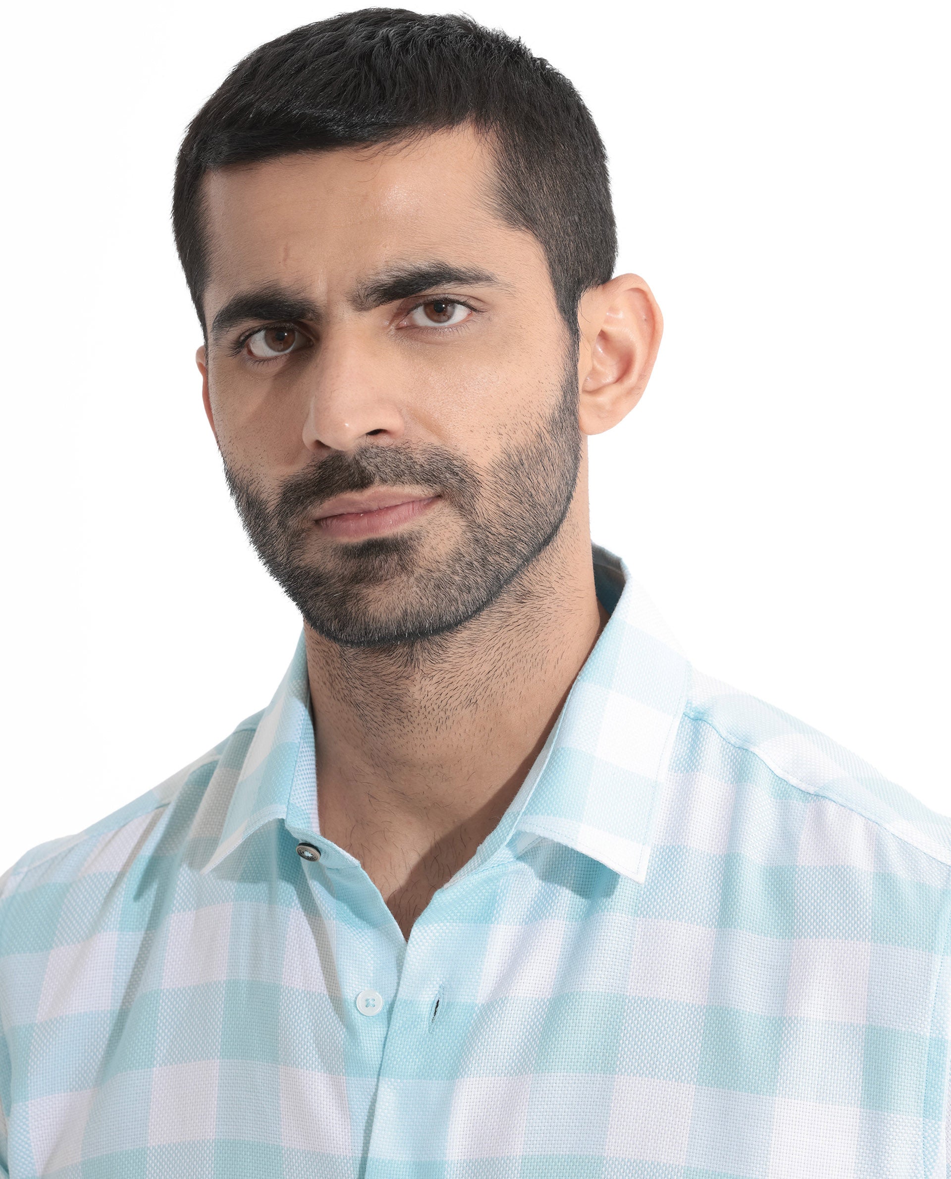 Rare Rabbit Men's Munich Blue Cotton Fabric Full Sleeves Checks Shirt