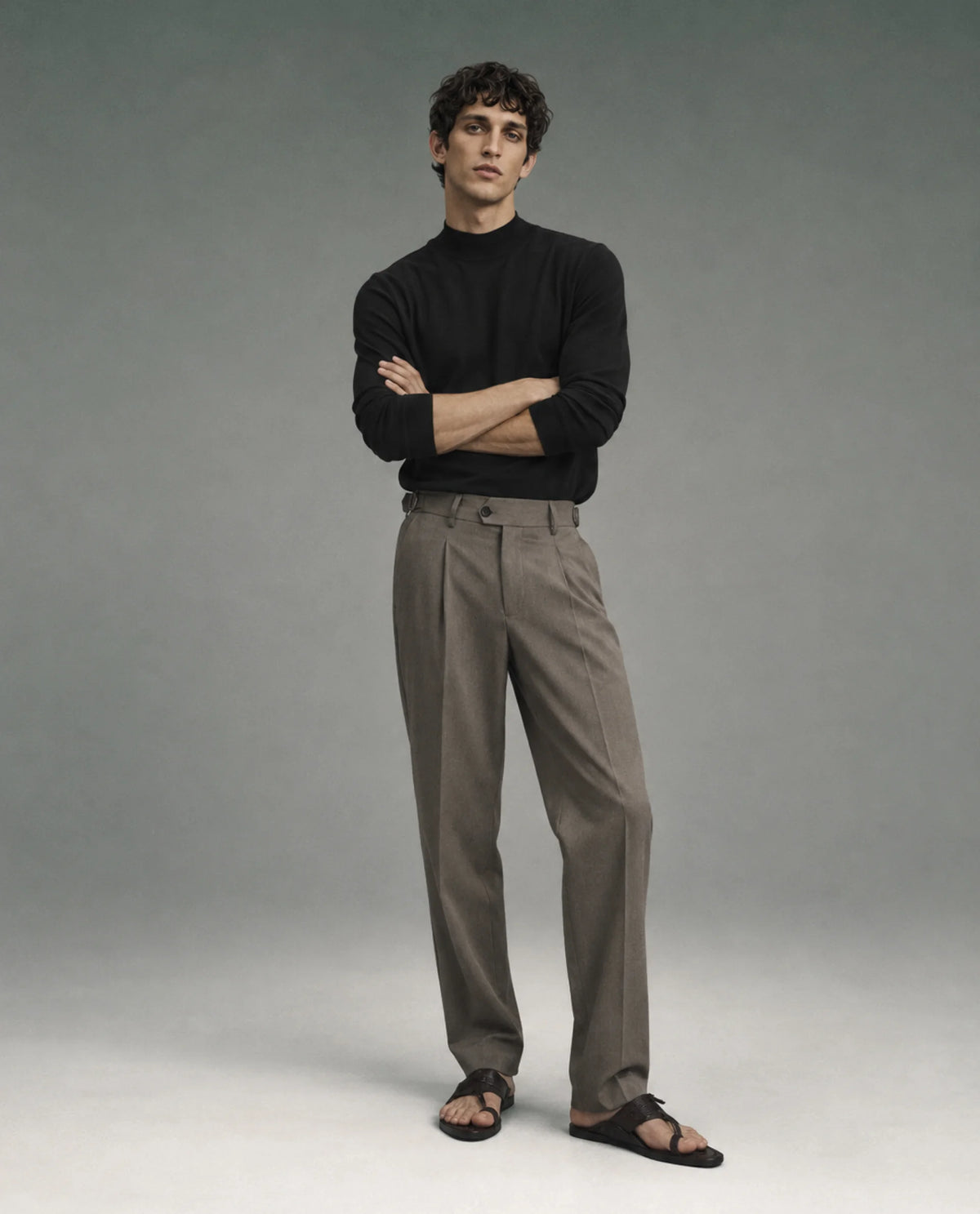 Rare Rabbit Men's Naji Dark Brown Polyester Blend Plain Relaxed Fit Gurkha Trouser