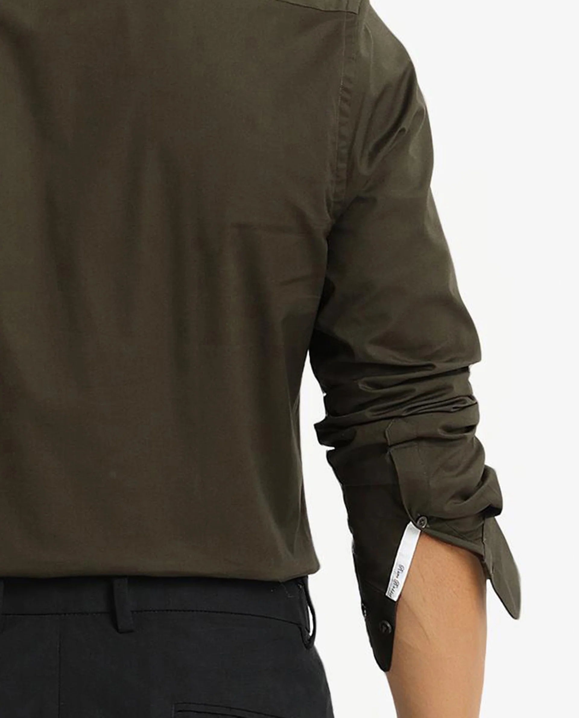 Rare Rabbit Men Neutron-9 Olive Cotton Fabric Full Sleeves Regular Fit Solid Shirt