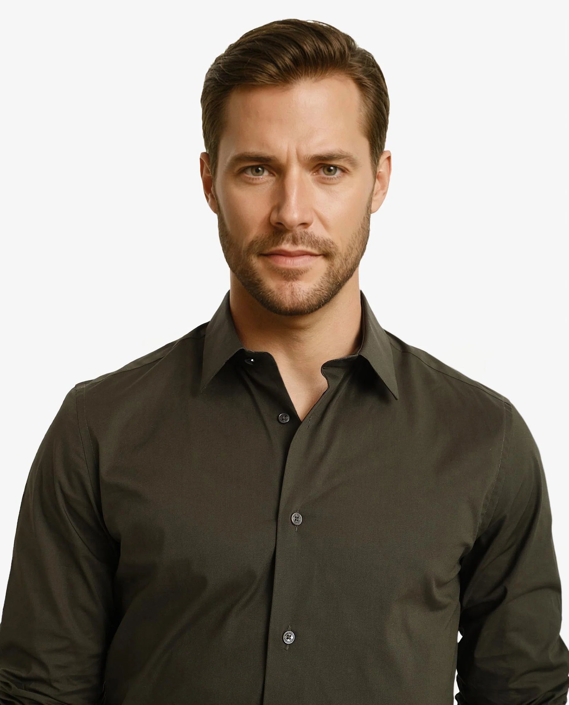 Rare Rabbit Men Neutron-9 Olive Cotton Fabric Full Sleeves Regular Fit Solid Shirt