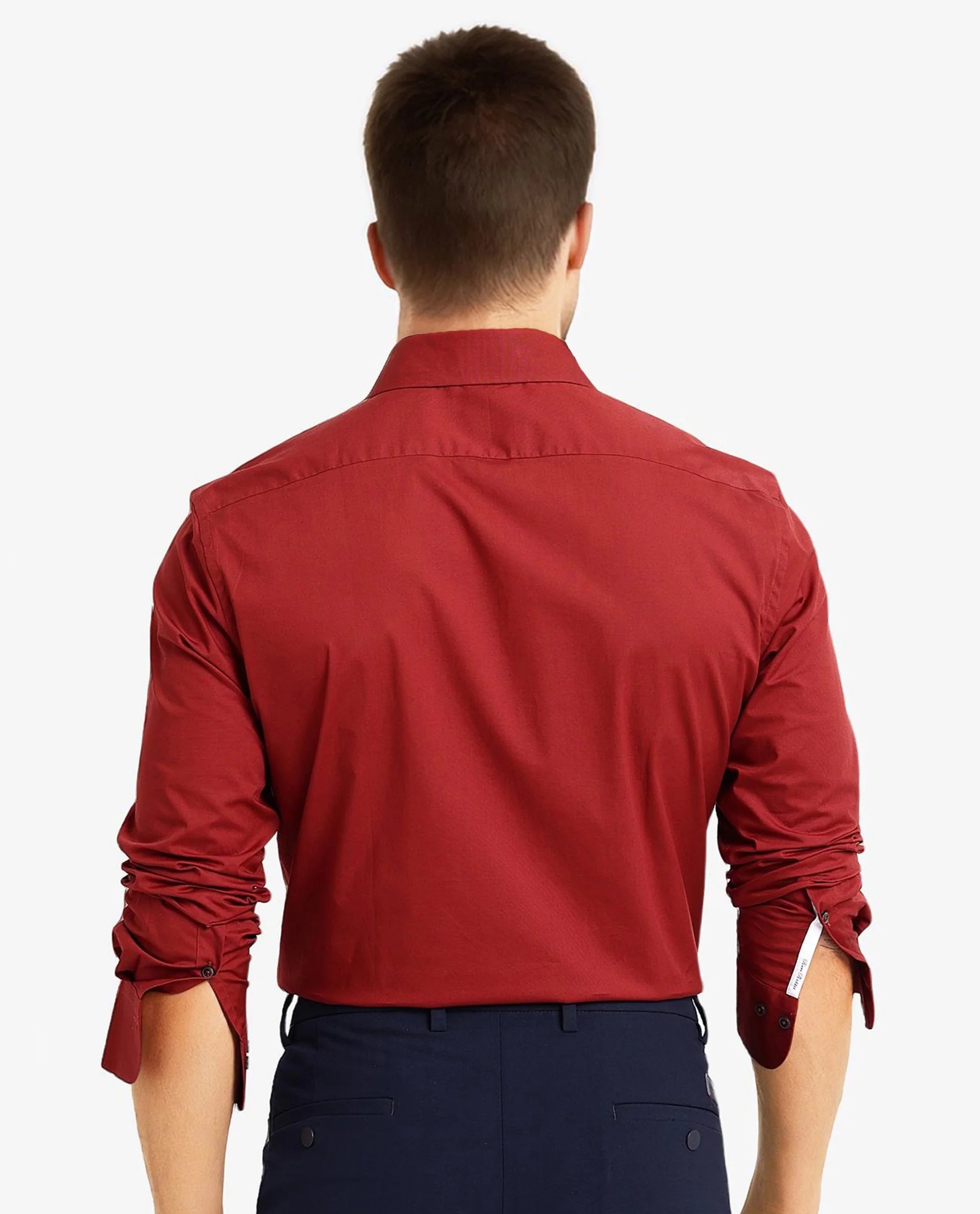 Rare Rabbit Men Neutron-9 Rust Cotton Fabric Full Sleeves Regular Fit Solid Shirt