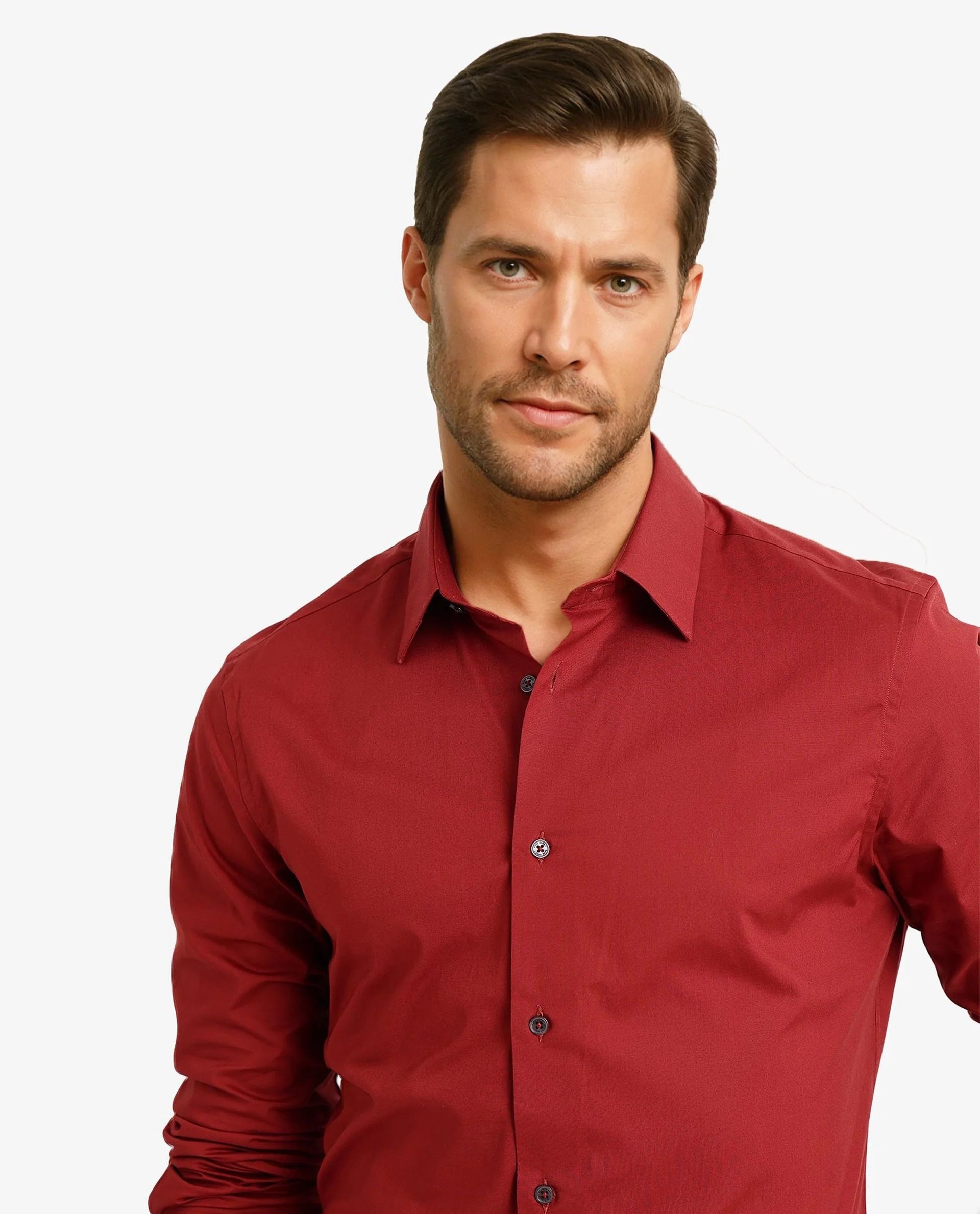 Rare Rabbit Men Neutron-9 Rust Cotton Fabric Full Sleeves Regular Fit Solid Shirt