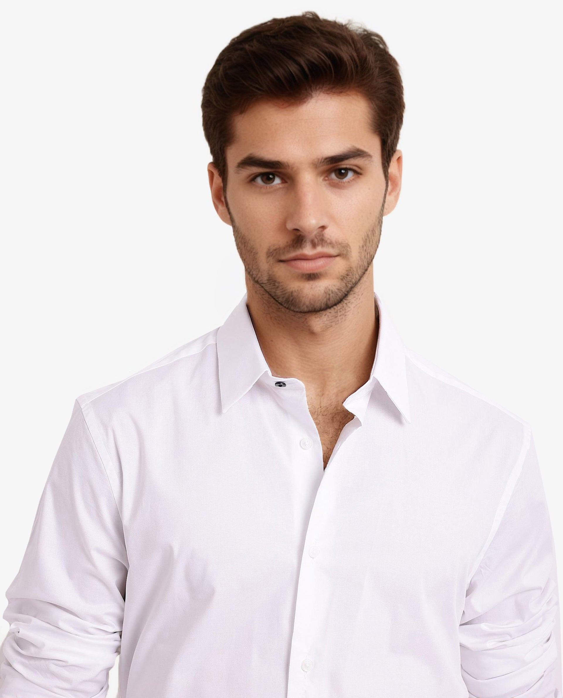 Rare Rabbit Men Neutron-9 White Cotton Fabric Full Sleeves Regular Fit Solid Shirt