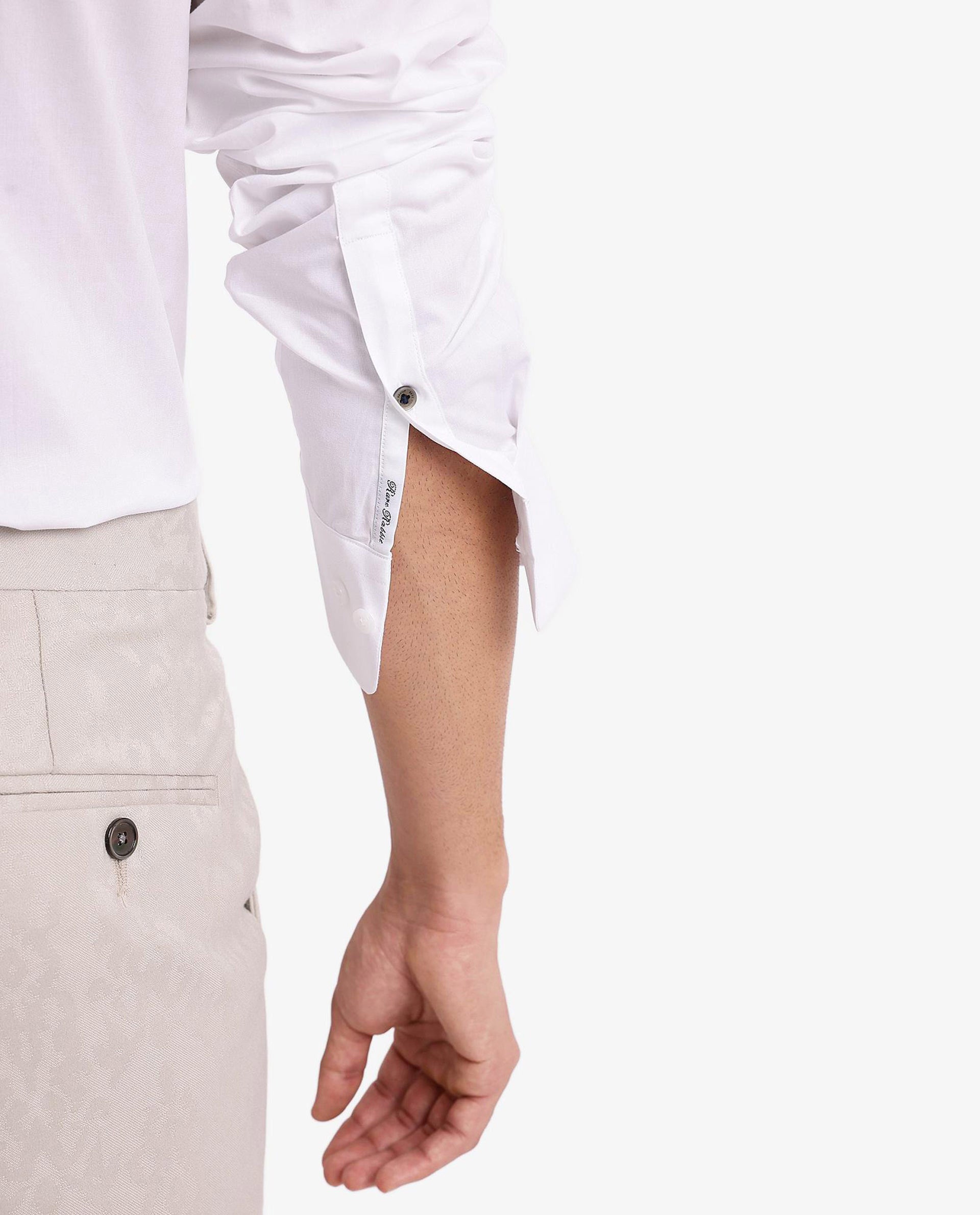 Rare Rabbit Men Neutron-9 White Cotton Fabric Full Sleeves Regular Fit Solid Shirt