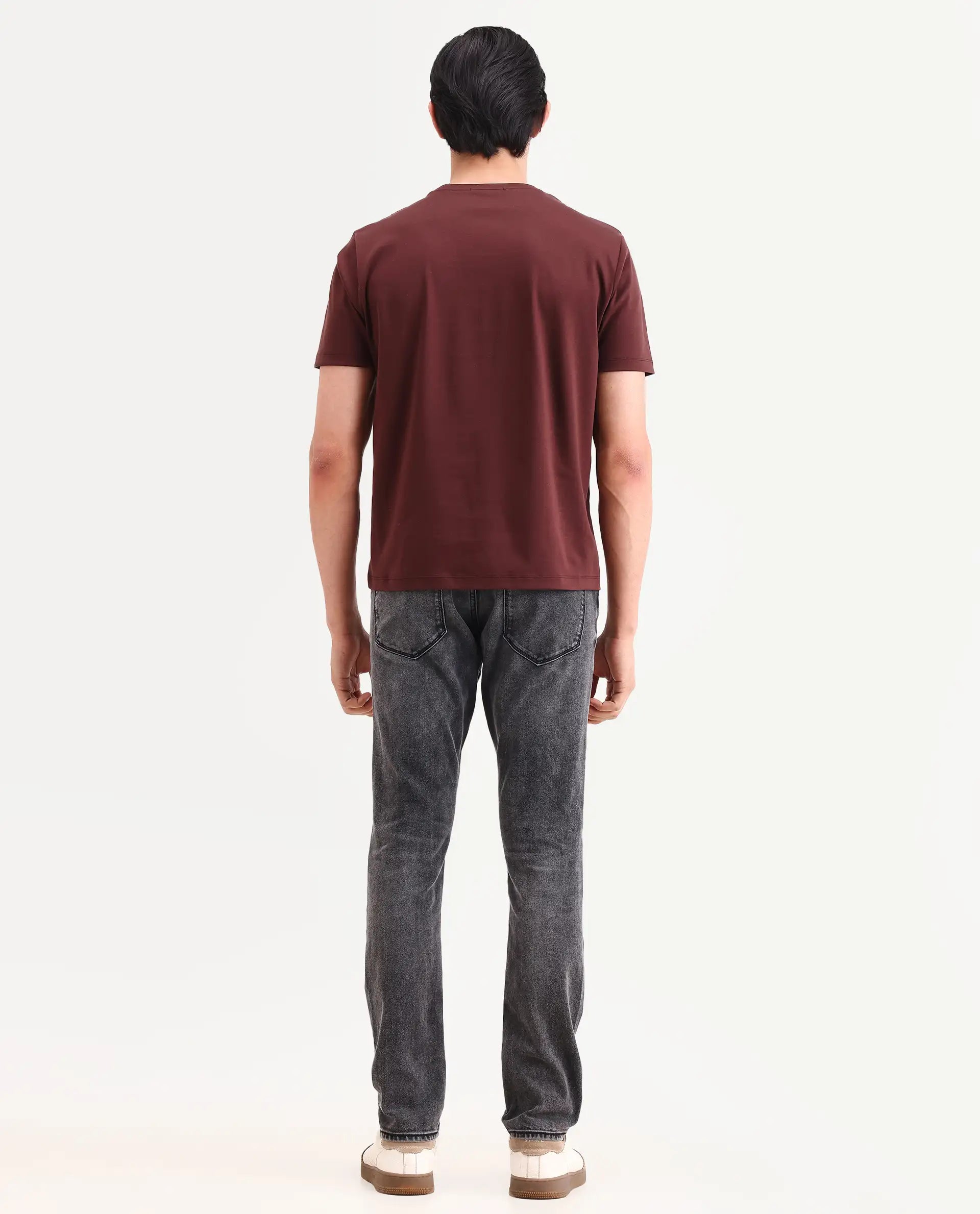 Rare Rabbit Men's Oris 26 Dark Grey Cotton Blend Fabric Hawk Slim Fit Plain Jeans