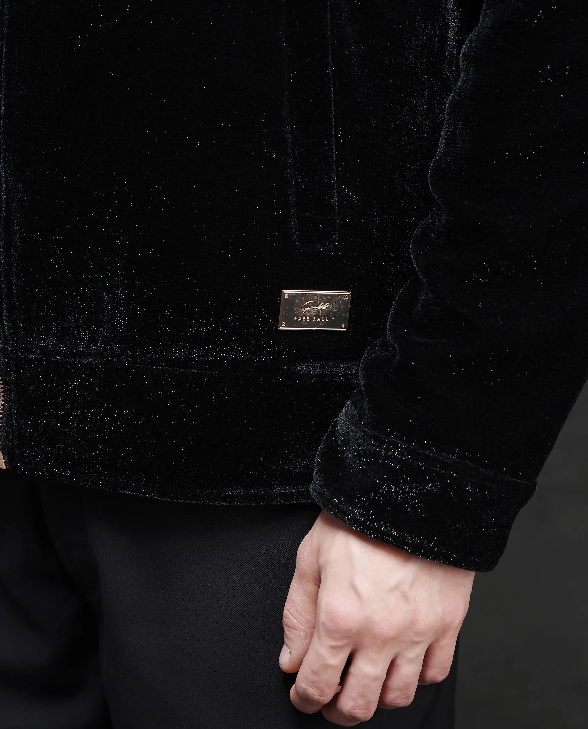 Rare Rabbit Men Otaki-2 Black Polyester Fabric Full Sleeve Collared Neck Zipper Closure Plain Jacket