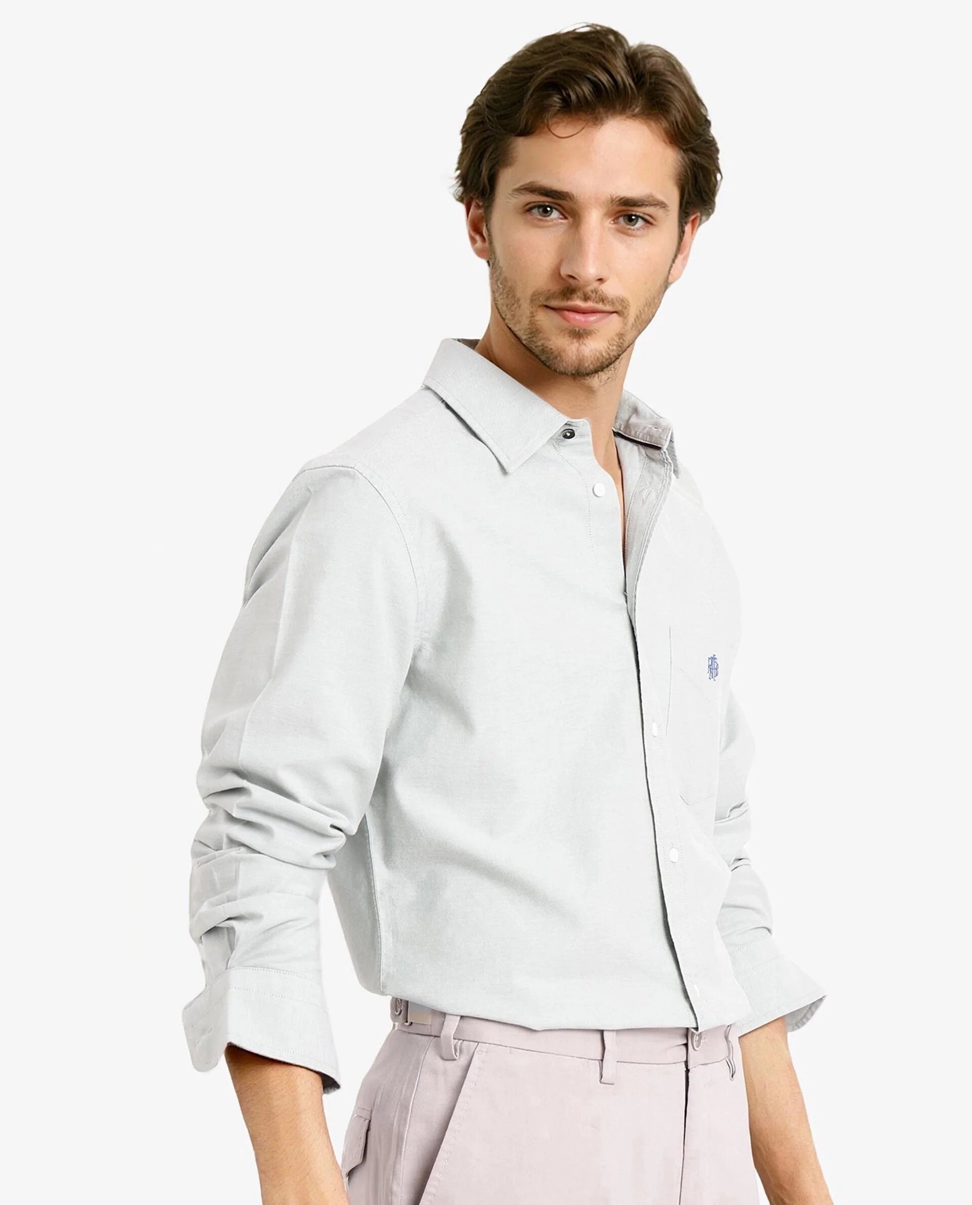 Rare Rabbit Men Oxo Dusky Green Full Sleeve Collared Neck Button Closure Regular Fit Plain Shirt