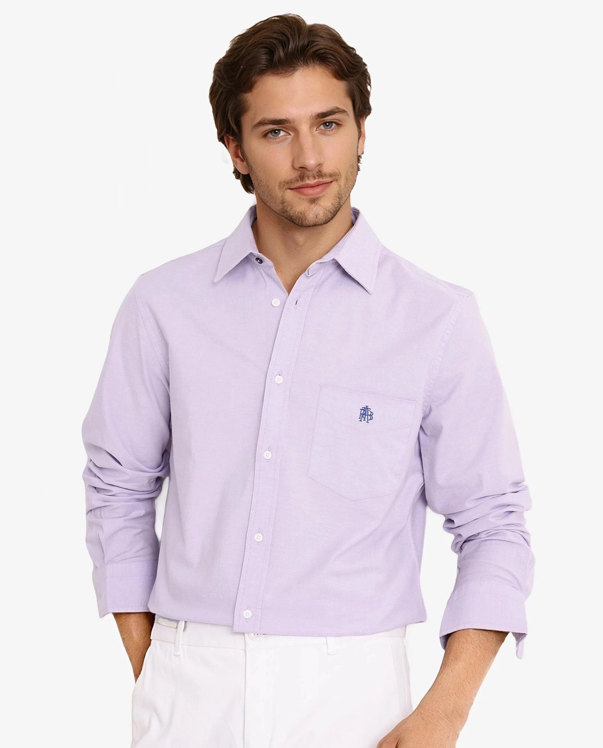 Rare Rabbit Men Oxo Light Purple Full Sleeve Collared Neck Button Closure Regular Fit Plain Shirt