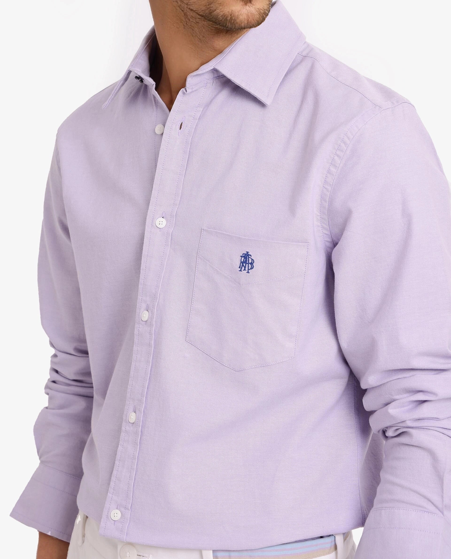 Rare Rabbit Men Oxo Light Purple Full Sleeve Collared Neck Button Closure Regular Fit Plain Shirt