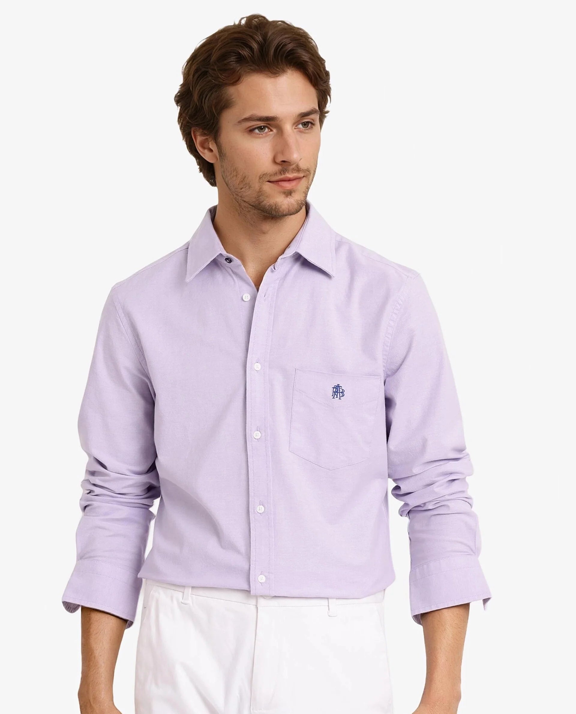 Rare Rabbit Men Oxo Light Purple Full Sleeve Collared Neck Button Closure Regular Fit Plain Shirt